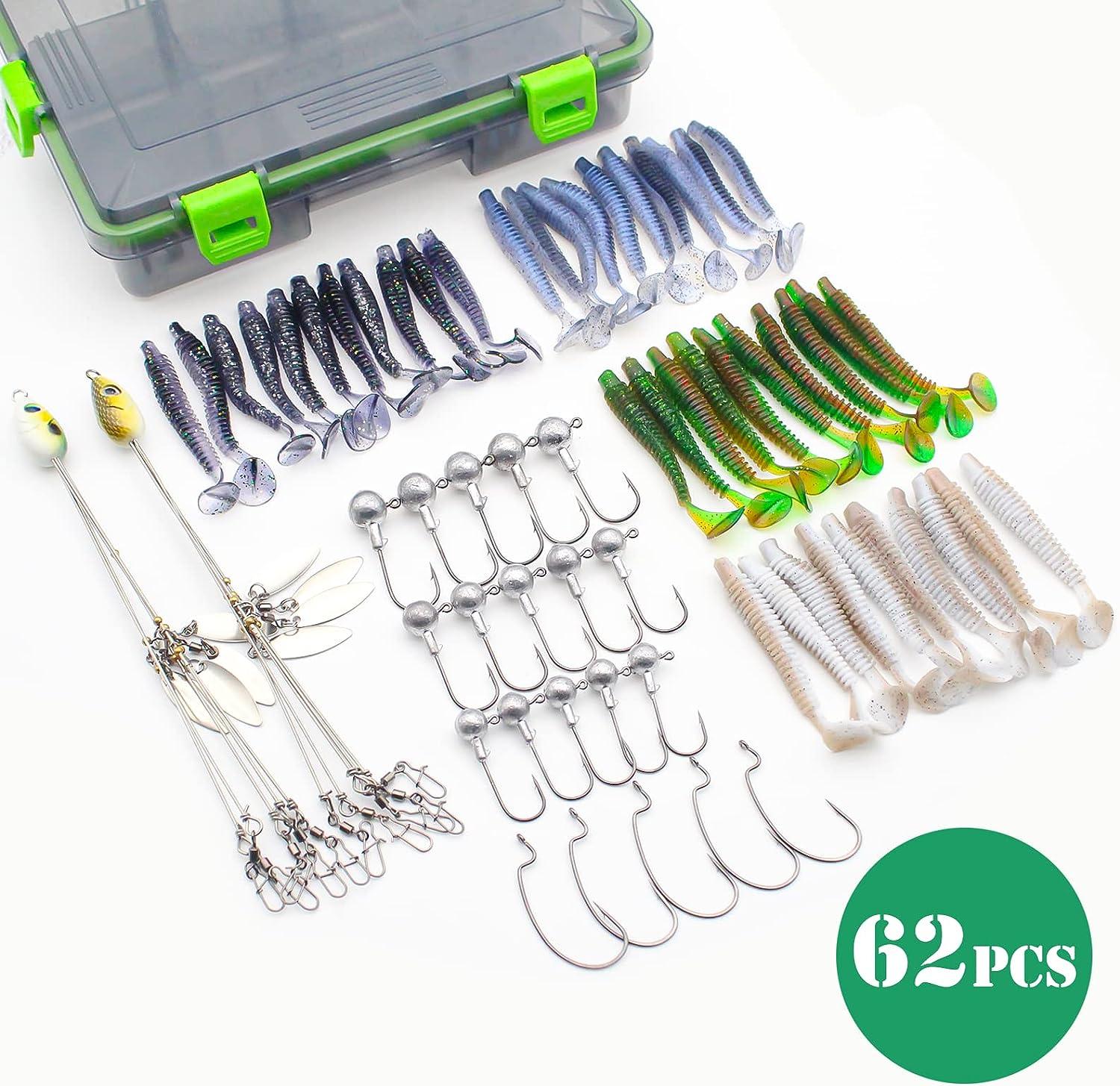 Azusumi Portable Fishing Steel Wire Fishing Rigs with Treble Fish Hooks  Lure Set Accessory