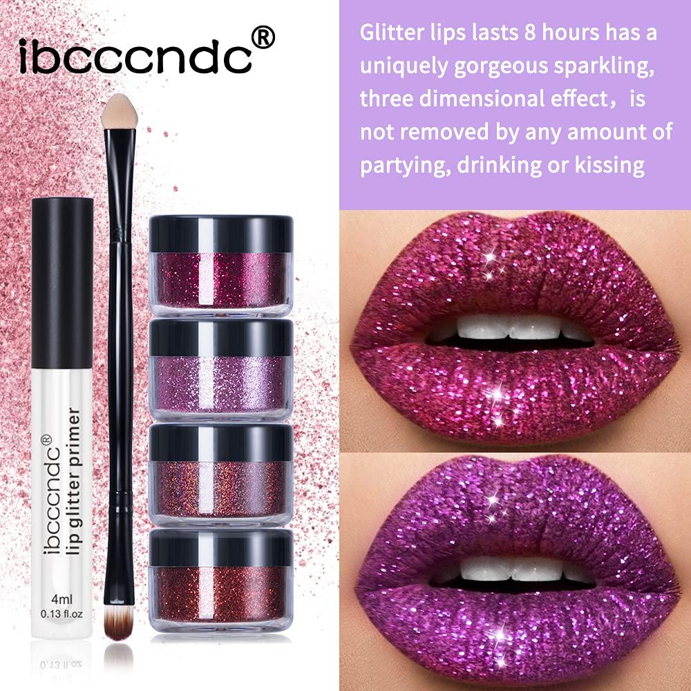 ShinyGlow Cosmetics Glitter Lip Kit- Long lasting, Water proof Smudge &  Transfer-proof, Glitter Lip Gloss Get Sweetie baby pink Lips- kit includes:  2x