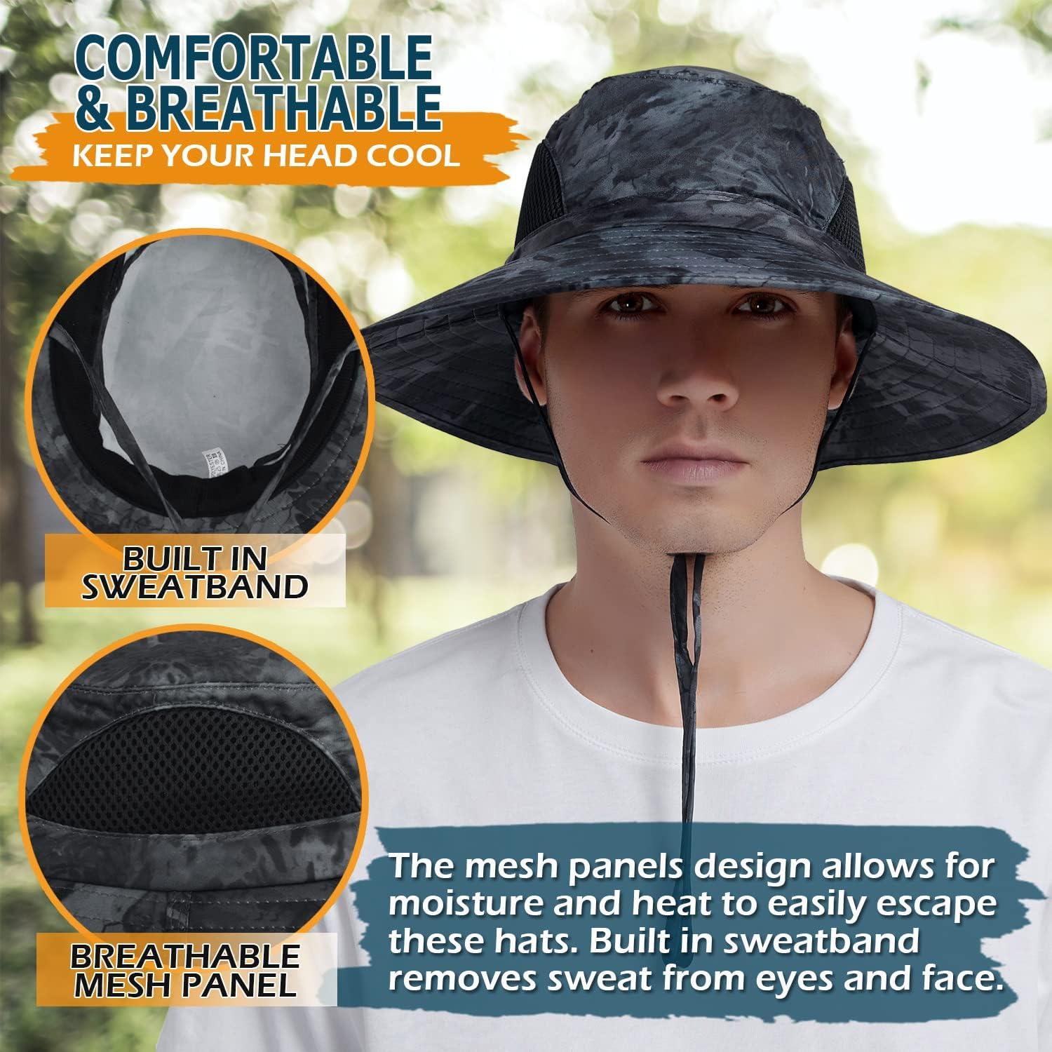 Boonie Hat，Men Sun Hat Sun Protection Wide Brim Bucket Hat Waterproof  Foldable Boonie Hat