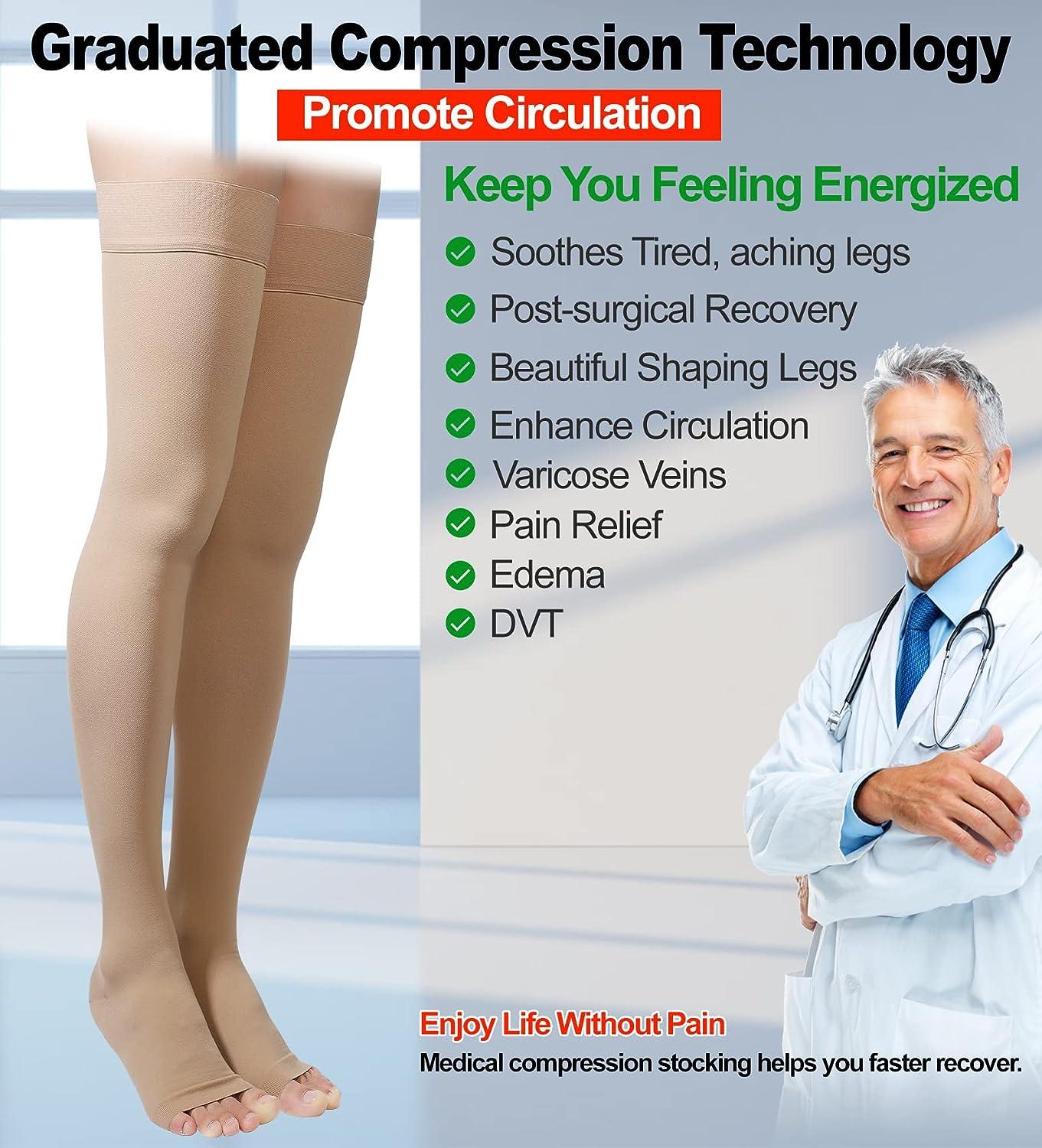 Medical Compression Pantyhose Women 20-30 mmhg Opaque Graduated Support  Hose for Vericose Veins Edema : : Health & Personal Care