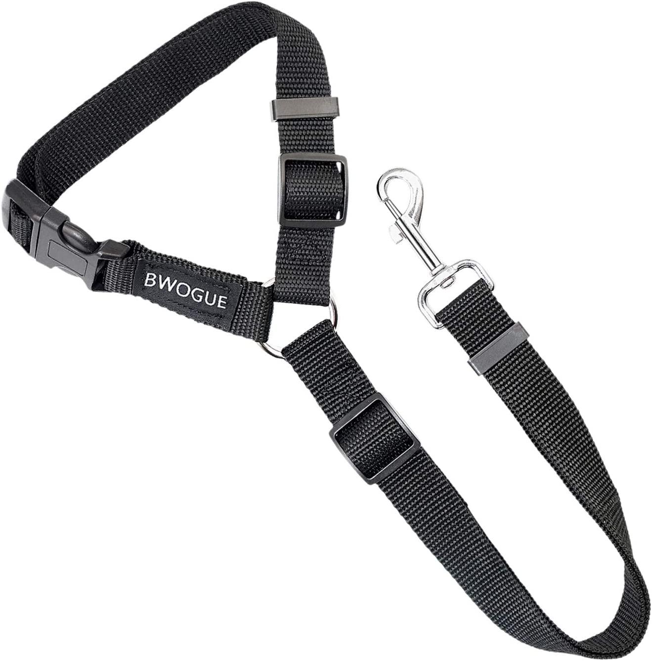 BWOGUE 2 Packs Dog Cat Safety Seat Belt Strap Car Headrest Restraint  Adjustable Nylon Fabric Dog Restraints Vehicle Seatbelts Harness