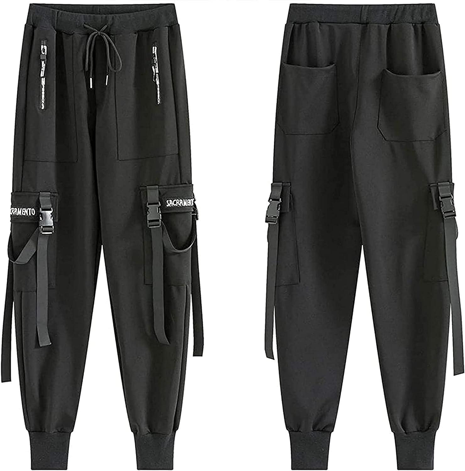 New Men's Side Pockets Cargo Pants Black Hip Hop Harem Pants