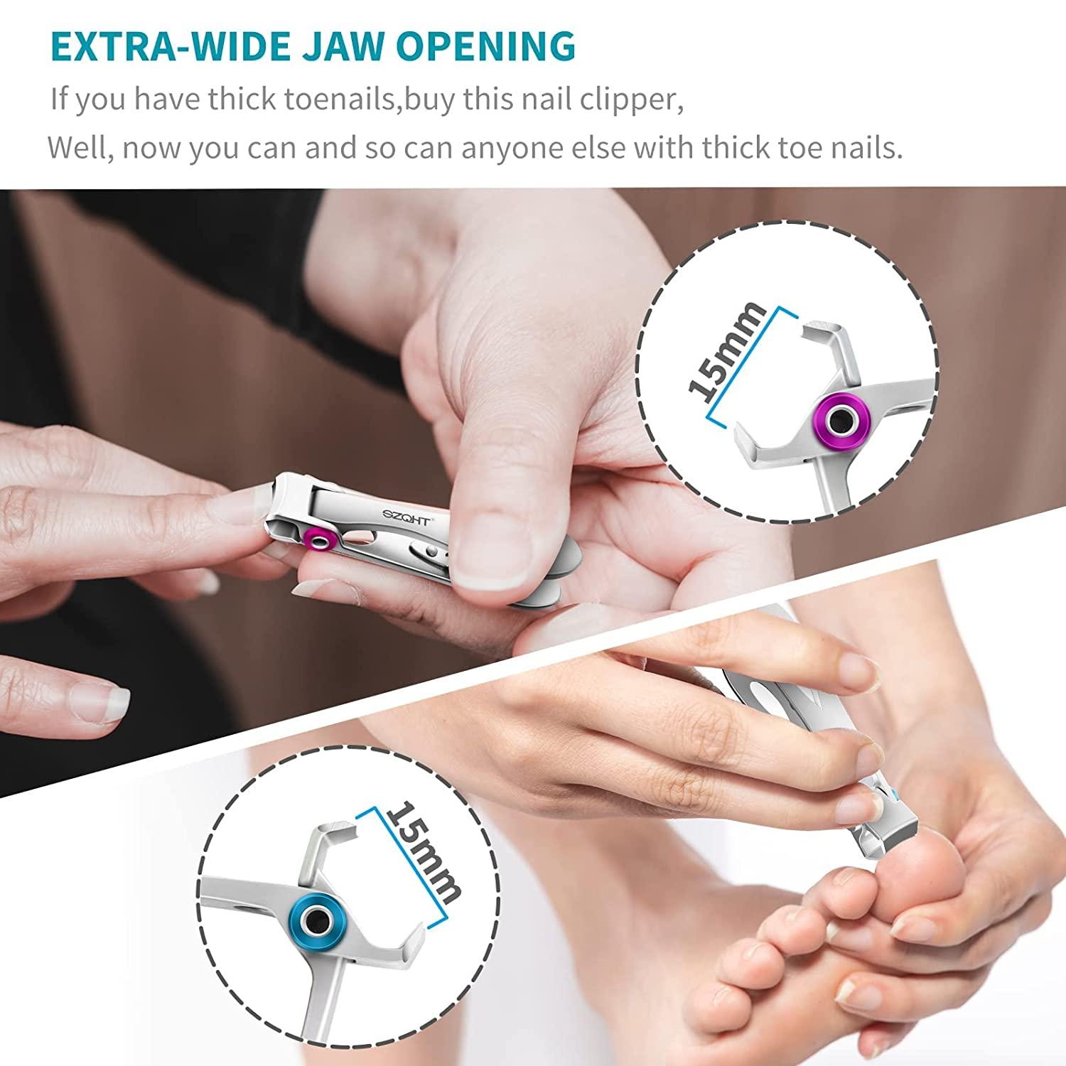 SHZG Large Nail Clippers Wide Jaw Opening, Sharp Angled Head Fingernail  Toenail Clippers for Men and Women Easy Reach Your Nails