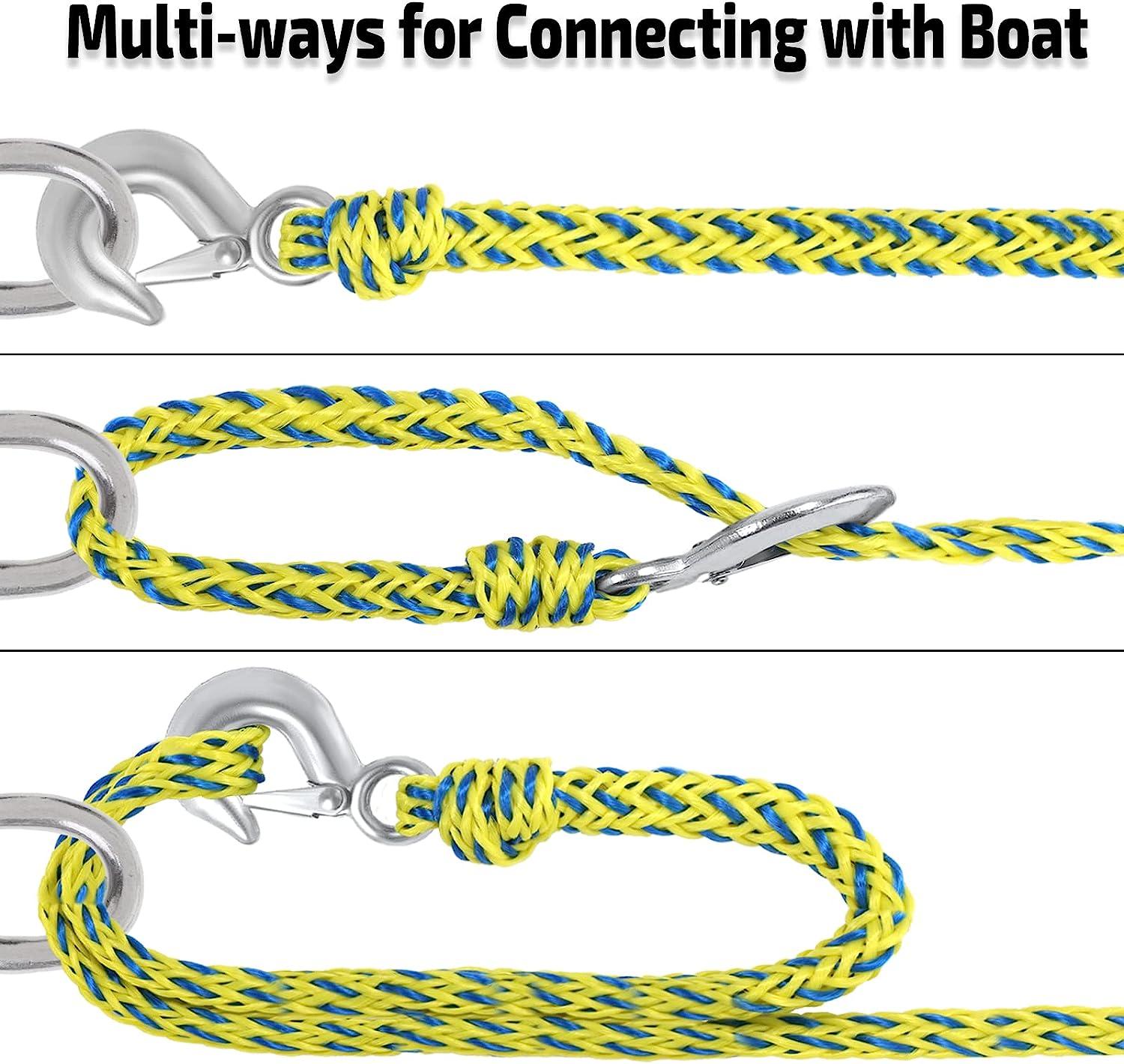 Swonder Boat Tow Harness for Tubing, 16ft Boat Tow Rope for Tubing Ski Tow  Bridle for 4 Riders Towable Tube, Tube Tow Harness with 3/4in Big Hook Size  Fits Most Boats