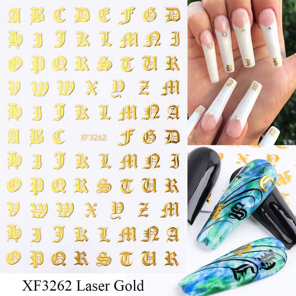  Letter Nail Art Stickers Number Nail Decals Nail Art Supplies  Old English Alphabet Nail Sticker Designs Holographic English Font Letters  Stickers for Acrylic Nails Decorations (8 Sheets) : Beauty & Personal