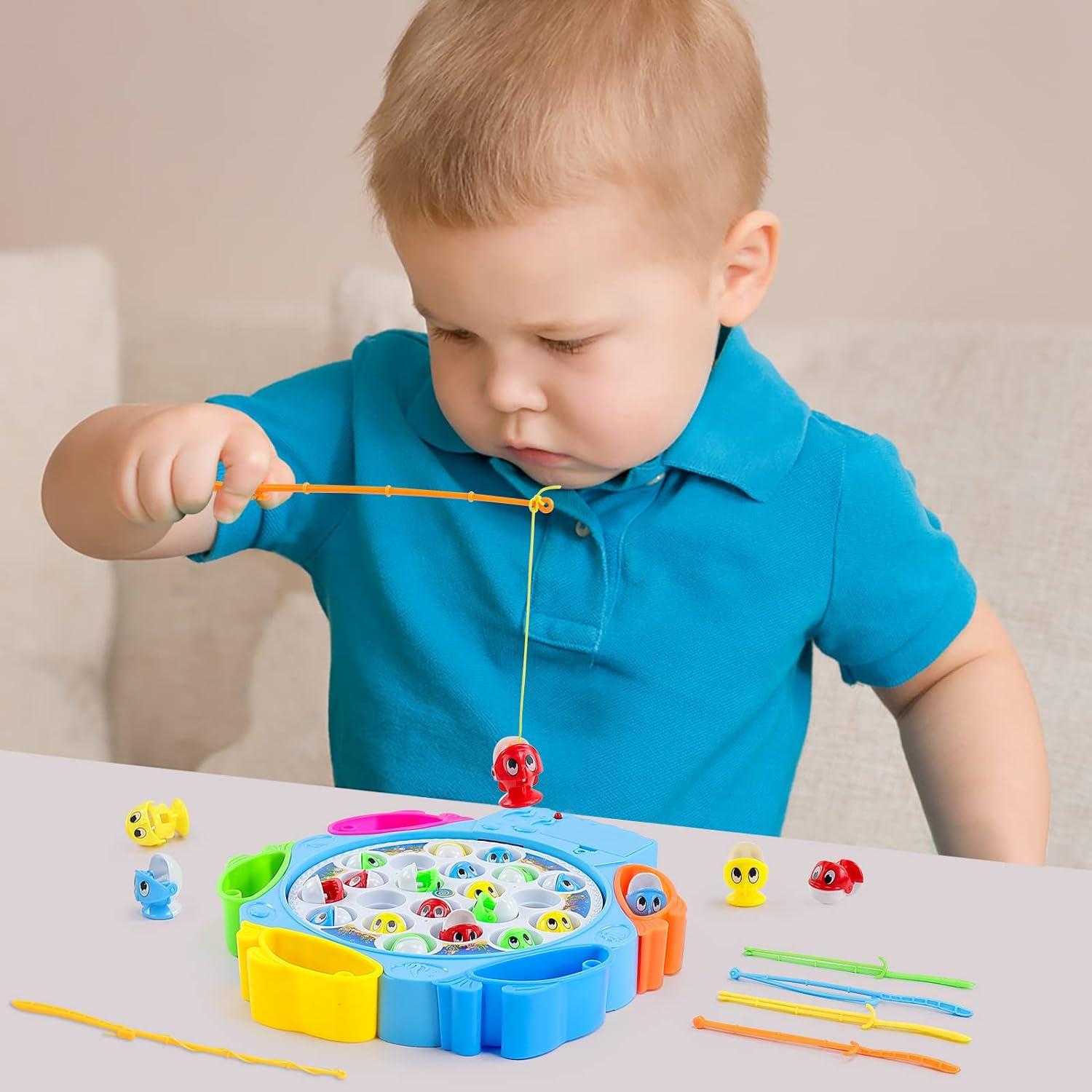 Nuheby Fish Game Toy Fishing Toys for 3 4 5 6 Year Old Boys Girls Kids Gifts  Musical Fishing Rod Set Board Games Toddler Toys Role Play Game for 3 4 5 6 Year  Old Boy Girl
