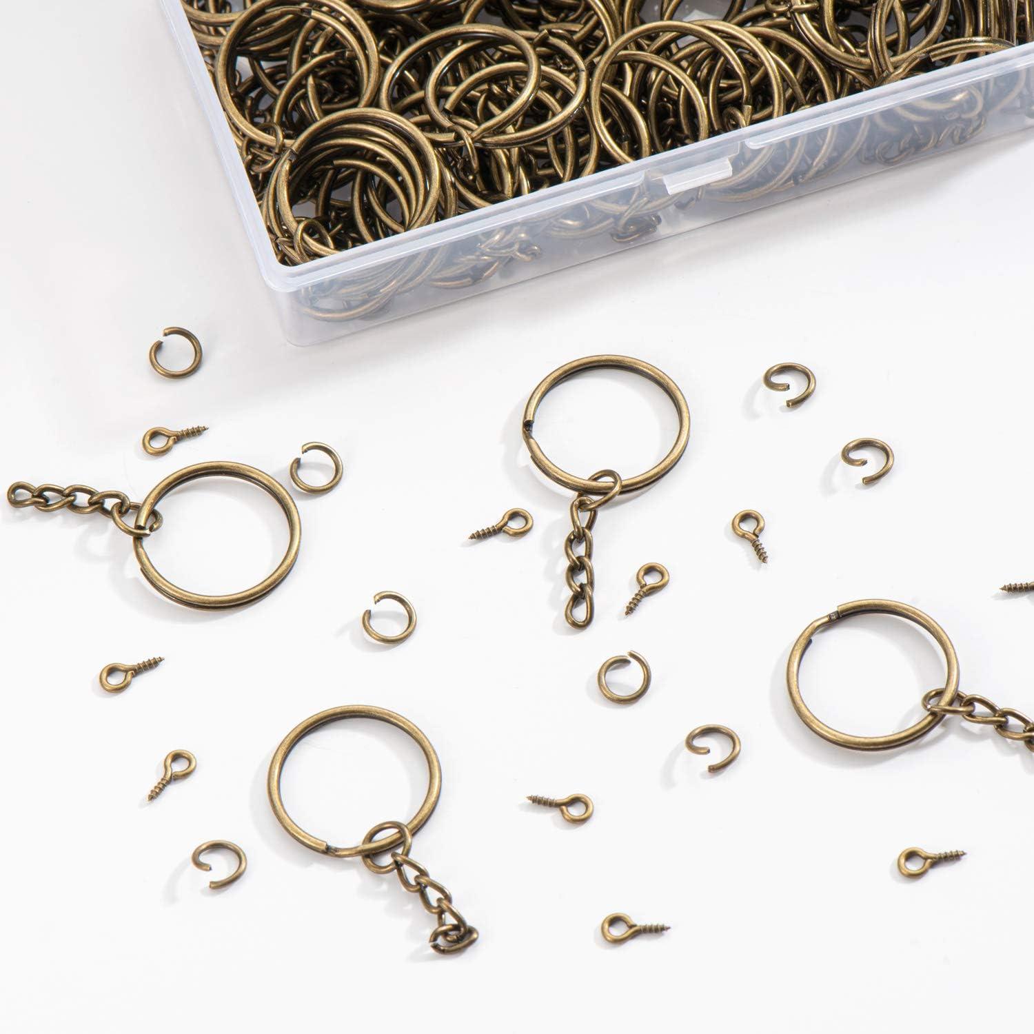 100Pcs Keychain Rings 1 Inch/25mm Gold Key Chain Rings with 100Pcs Jump  Rings and 100Pcs Screw Eye Pins Bulk for Crafts