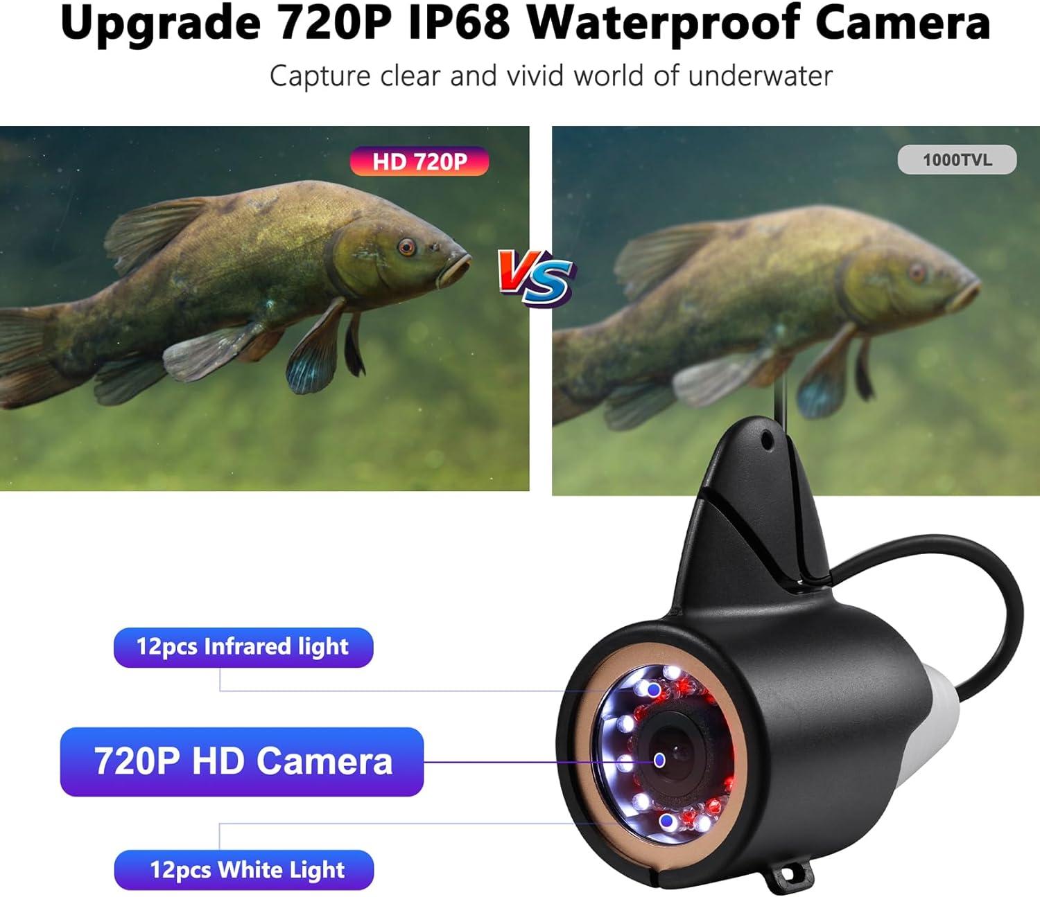 Fish Find Video Record Underwater Fishing Camera for Boat Ice Lake