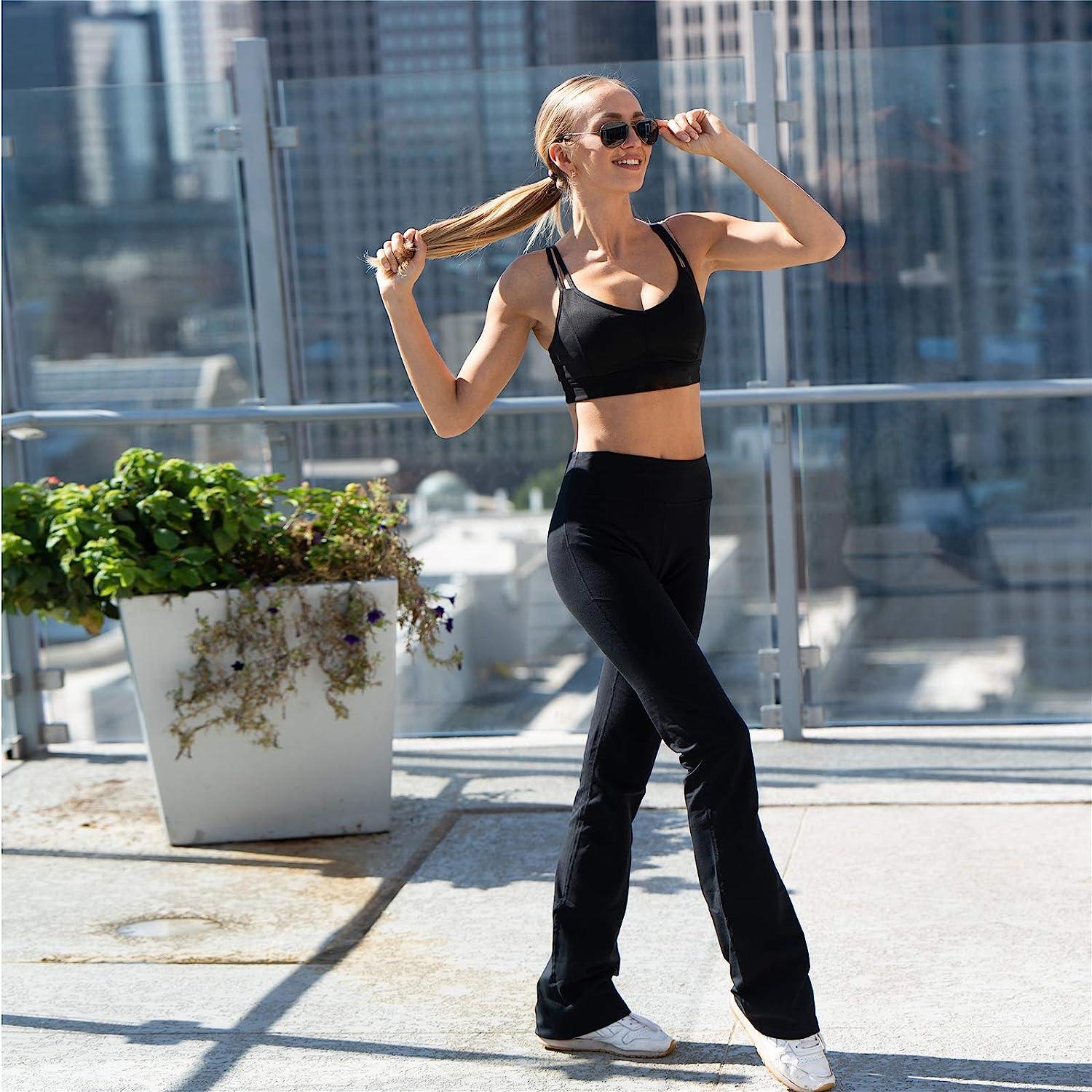  2 Back Pockets,Tall Womens Bootcut Yoga Pants Flare Workout  Pants,35,Black,Size L