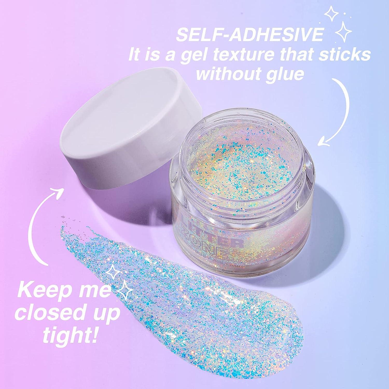 fitup:9761 Body Gel Glitter Eyeshadow Glitter Body Gel Festival Body Adhesive Hypoallergenic Body Gel Glue Body Makeup 10ml, Size: 10 ml