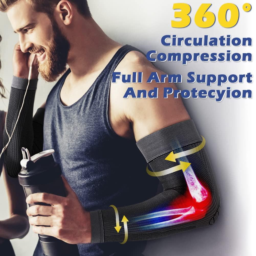 beister Compression Arm Sleeves with Elastic Strap for Men & Women Pairs  Elbo