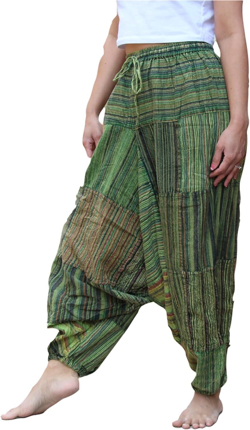PEACH PEBBLE Harem Pants 100% Cotton, Bohemian Yoga Boho Hippie Pants,  Azure Blue, One Size : : Clothing, Shoes & Accessories