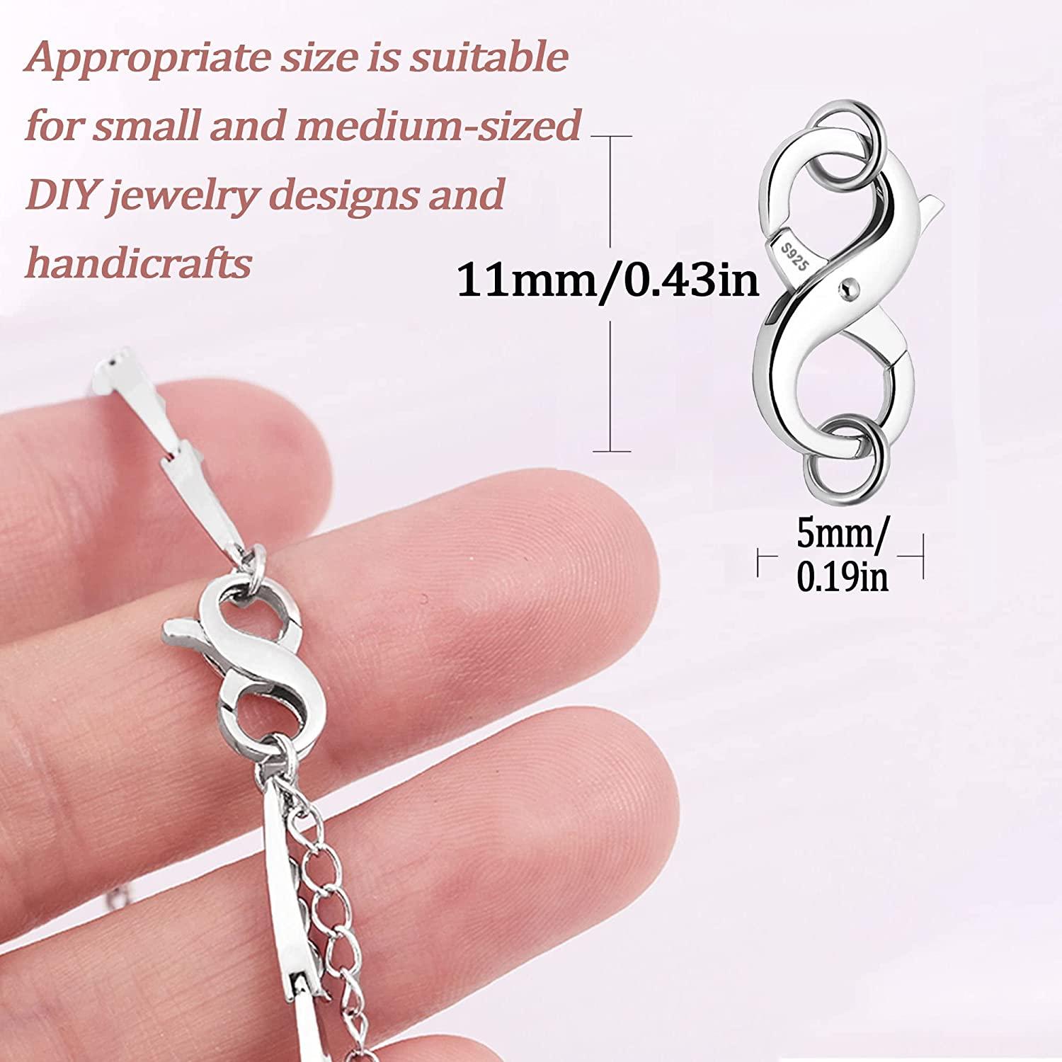 KINBOM 2pcs Lobster Clasp, Jewelry Clasp Double Opening Lobster Clasp  Necklace Shortener 925 Sterling Silver Jewelry Making Supplies Clasp Repair  Kit