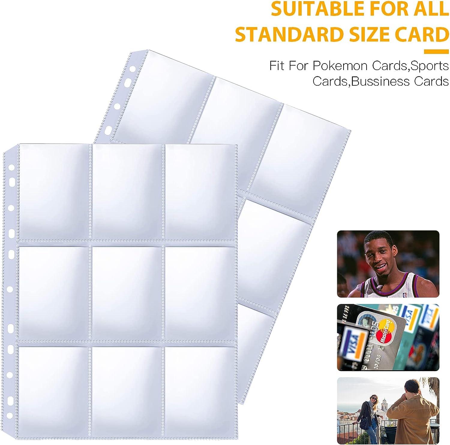 9 Pocket Card Sleeves for 3 Ring Binder, Double Sided Card Sleeves