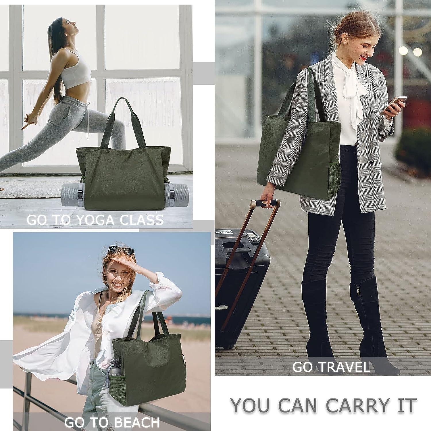 Sports Gym Bags Men Women Training Fitness Travel Handbag Yoga Mat Sport Bag  with shoes Compartment,Black 