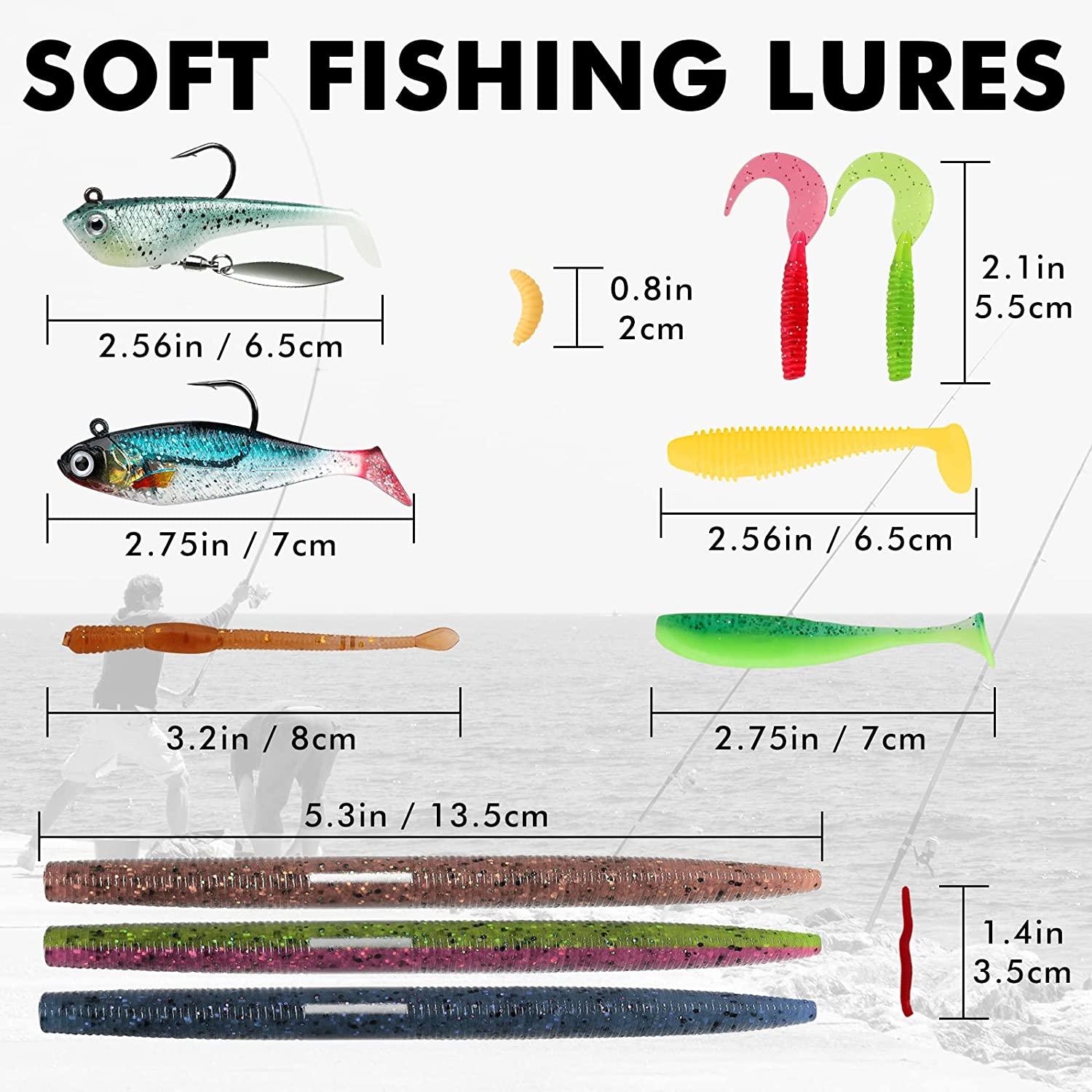 Fishing Lures Baits Kit Set Tackle Box Including Crankbaits,  Spinnerbaits,Jig Hooks, Plastic Worms,Topwater Lures for Trout Bass Salmon