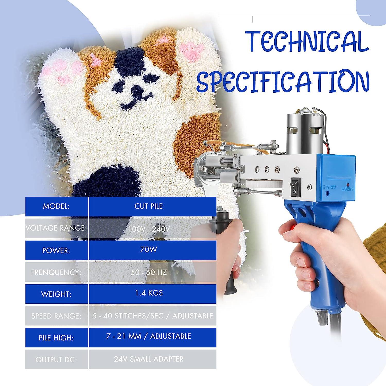 Zhengmy Tufting Gun Cut Pile Rug Tufting Gun Starter Kit Electric Carpet  Weaving Flocking Machine 5-40 Stitches/Sec Embroidery Machine Hand Held  Punch Tools 100V-240V