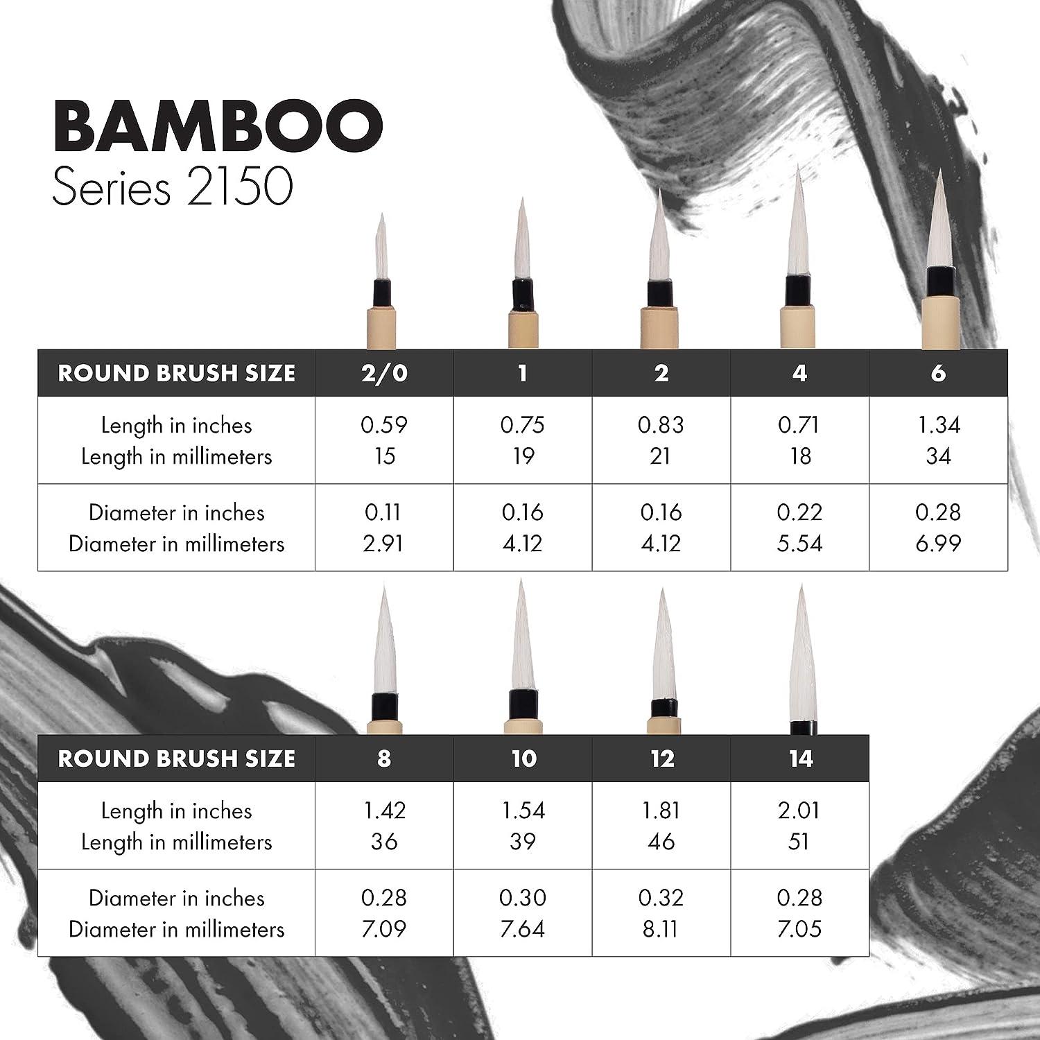 Princeton Artist Brush Co. Bamboo Series 2150 - Bamboo Painting Brush -  Short Handle Round Brush Size 8 - Natural Hair Calligraphy Brush for  Watercolor and Ink - Single Ink Brush for Sumi Painting