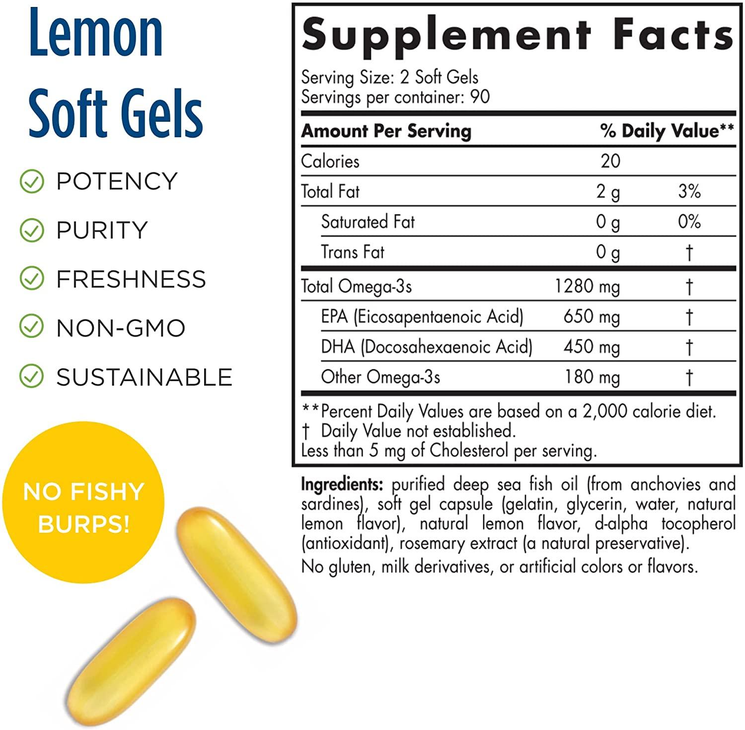  Nordic Naturals Omega-3, Lemon Flavor - 180 Soft Gels