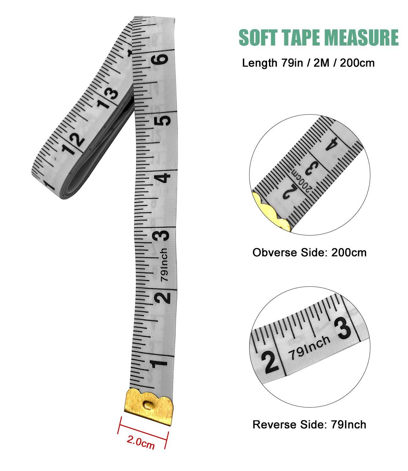 KNEEDARKYEAR 60-Inch 1.5 / 2.0 Meter Soft Retractable Measuring Tape,  Pocket, Body Tailor Sewing Craft Cloth Tape Measure (12 Pack) (79inch Soft  Tape Measure 2PCS)