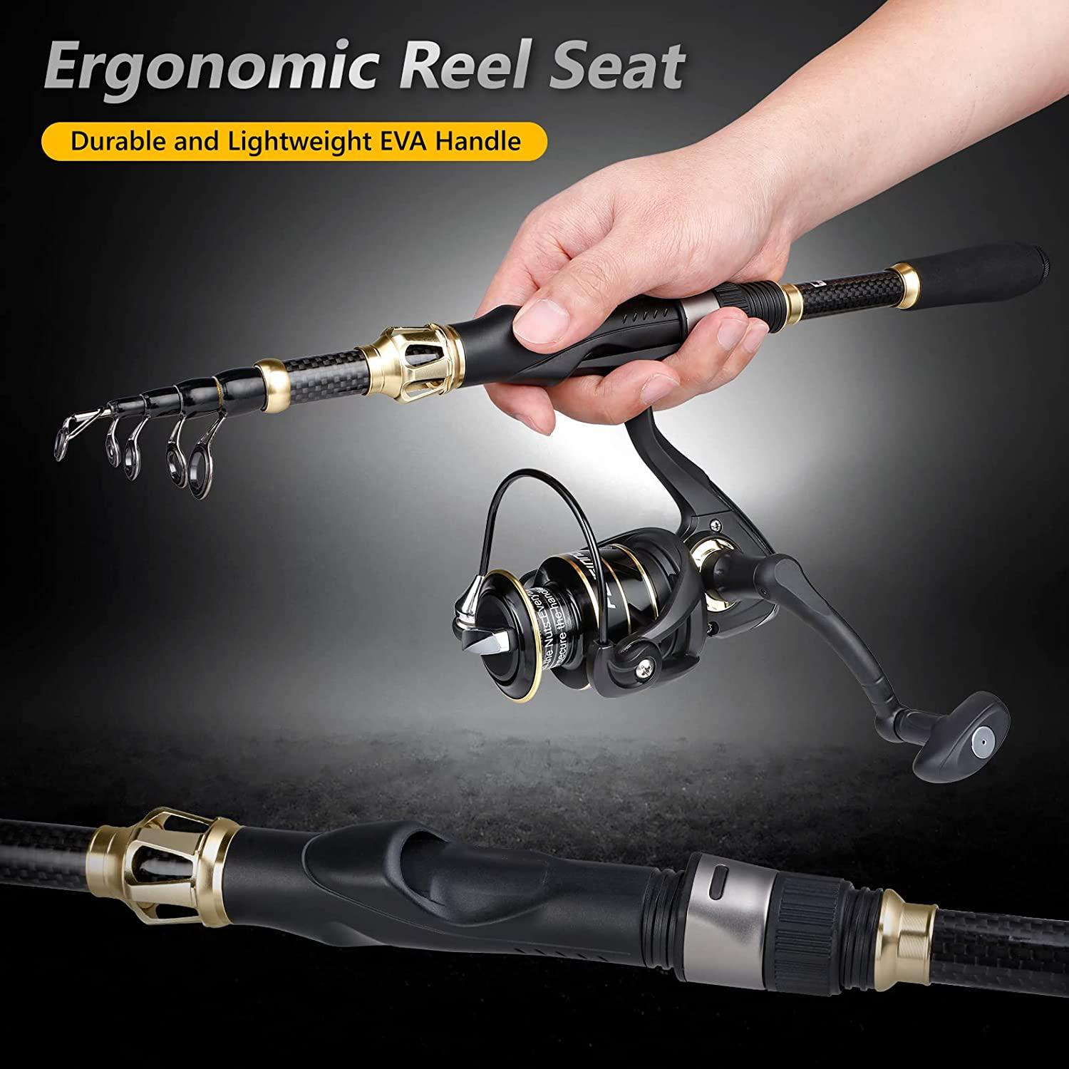 PLUSINNO Fishing Pole Fishing Rod and Reel Combos Carbon Fiber Ⅸ Telescopic  Fishing Pole with Spinning Reels Fishing Rod Kit - AliExpress