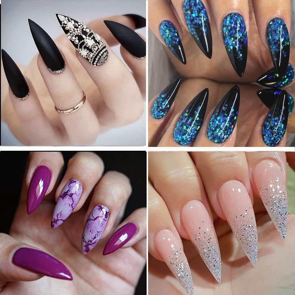 45 Edgy Black Nails and Designs You'll Love - StayGlam | Pointed nails, Gel  nails, Fashion nails