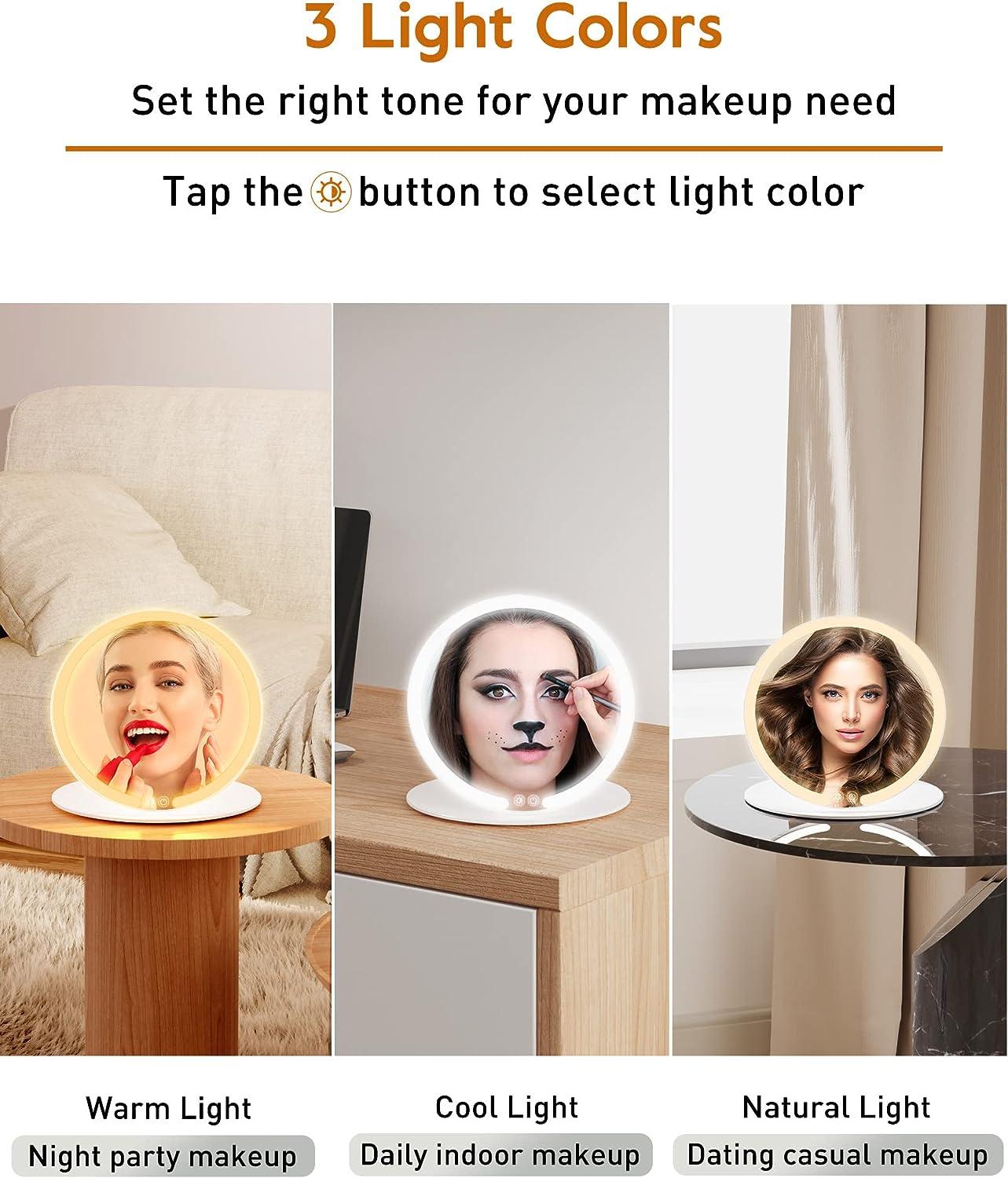 LED Lighted Folding Makeup Mirror Vanity Pocket Mirror With