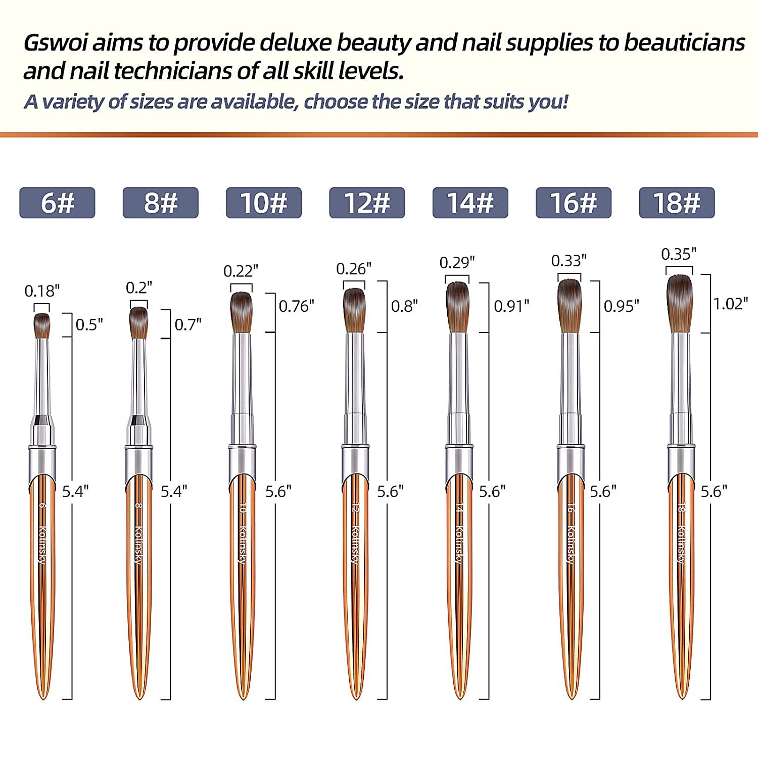 GSWOI 100% Kolinsky Acrylic Nail Brush(SIZE 16,Upgrade gift box