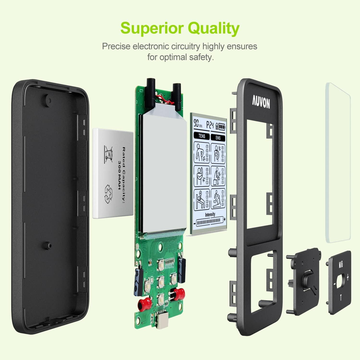  AUVON Dual Channel TENS EMS Unit 24 Modes Muscle