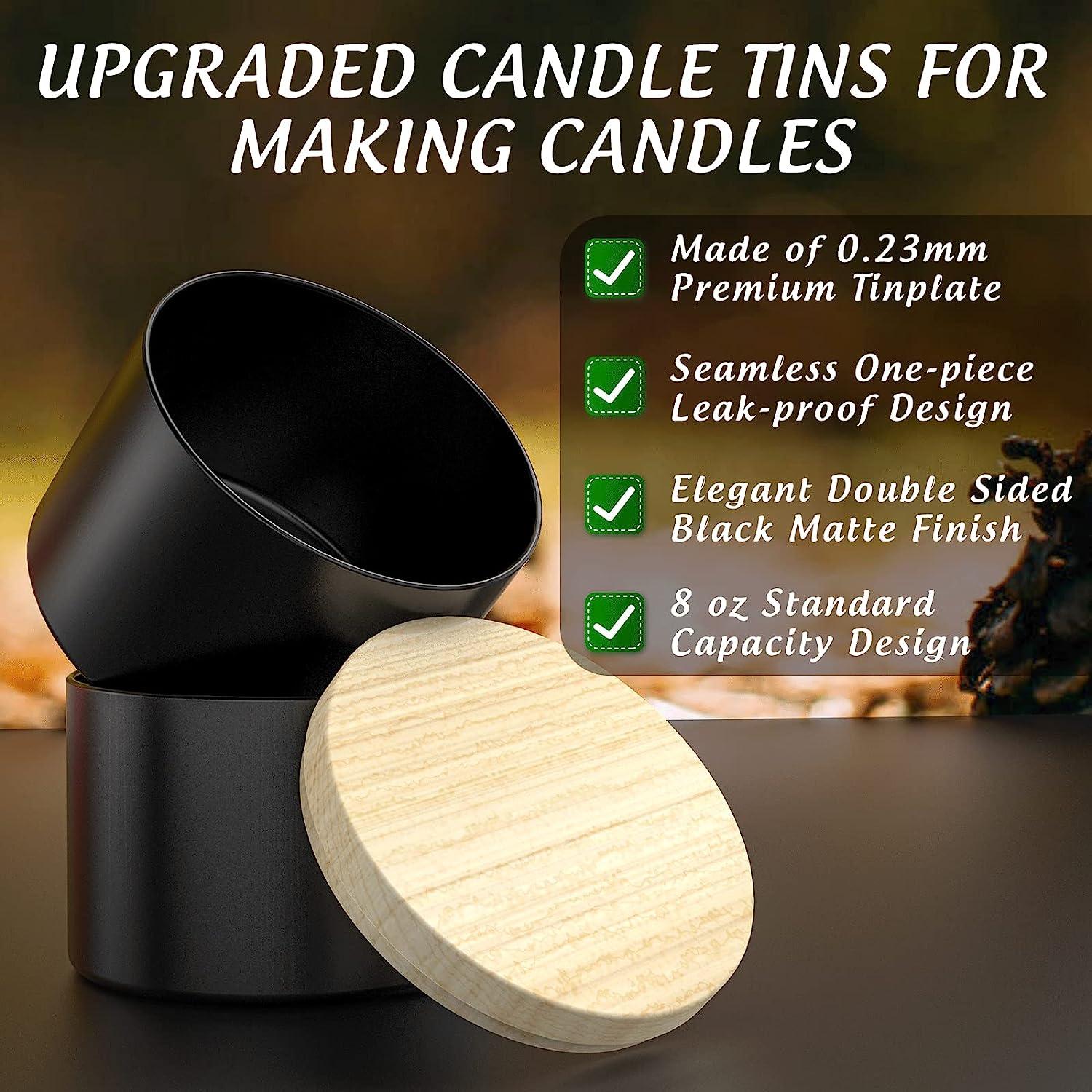 Upgraded 24 Pack Candle Tins 8 oz with Lids, Bulk Empty Candle Jars for Making Candles, Premium Metal Candle Containers, Round Candle Vessels Kit for
