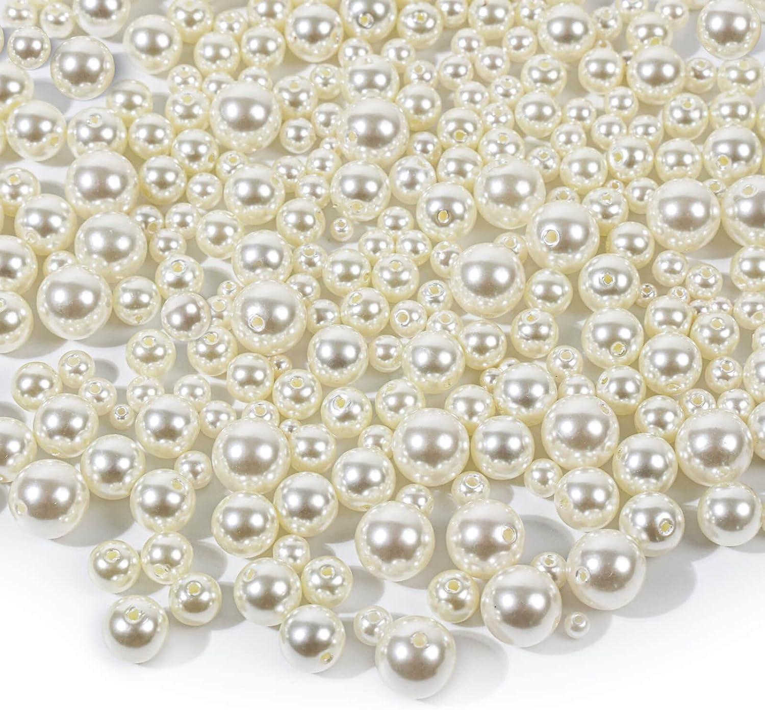 anezus Pearl Beads for Craft, 500pcs Ivory Faux Fake Pearls, 10 MM Small  Sew on Pearl Beads with Holes for Jewelry Making, Bracelets, Necklaces