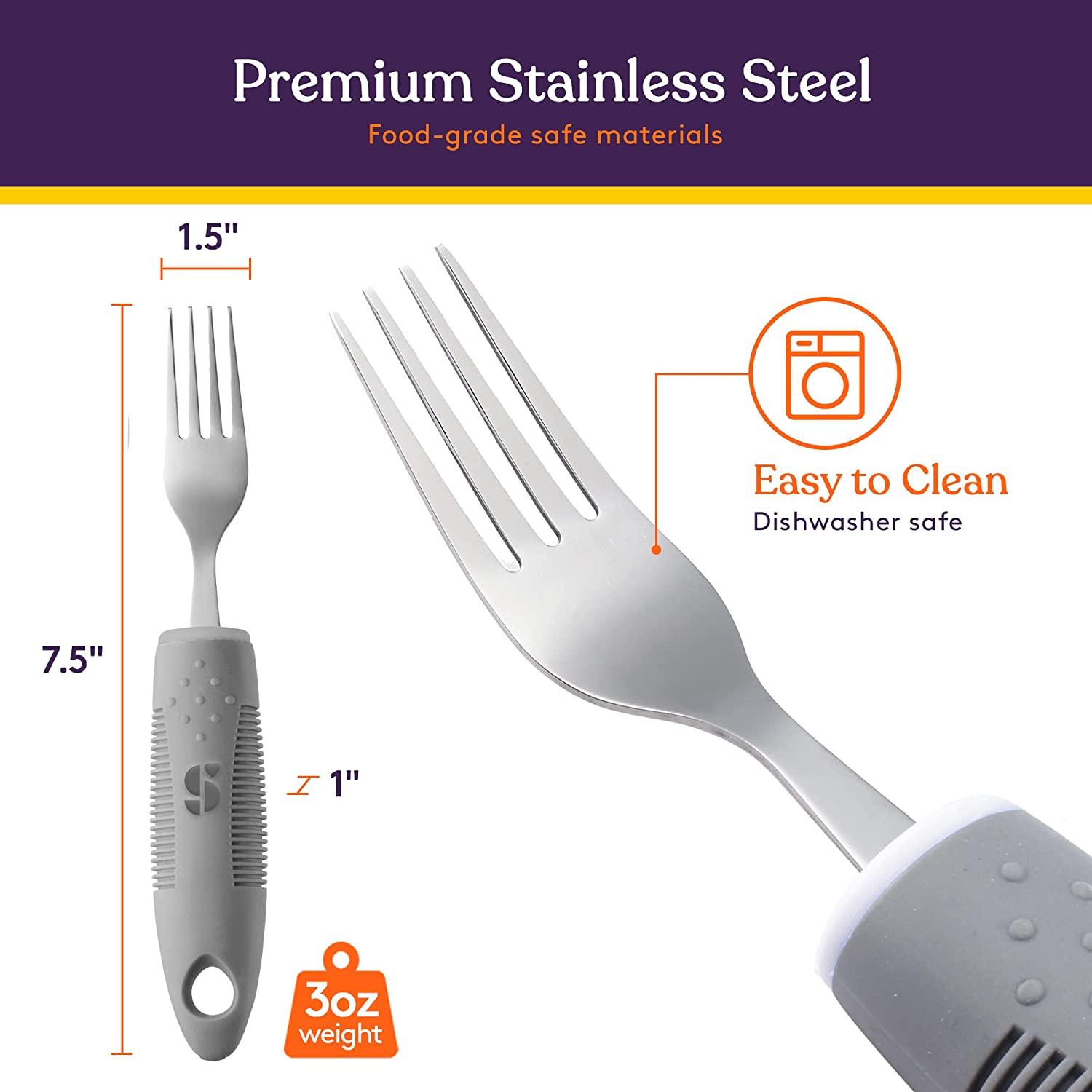 Special Supplies Adaptive Utensils (5-Piece Kitchen Set) Wide, Non-Weighted, Non-Slip Handles for Hand Tremors, Arthritis, Parkinsons or Elderly Use