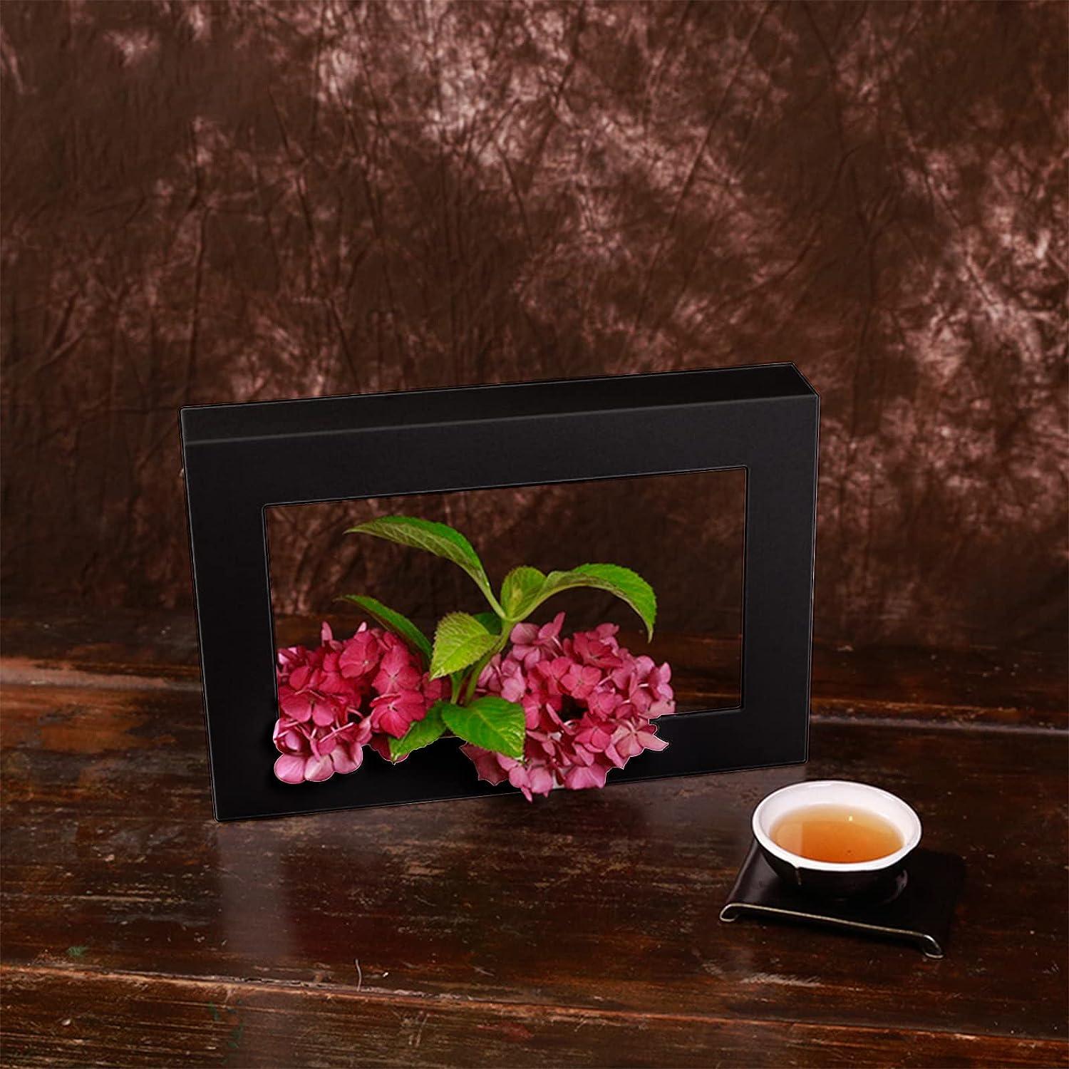 WANDIC Floral Arranging Vase, Black Rectangle Photo Frame Shaped Plastic  Ikebana Vases & 5cm Rectangle Flower Frog for Ikebana Floral Arrangement  Art