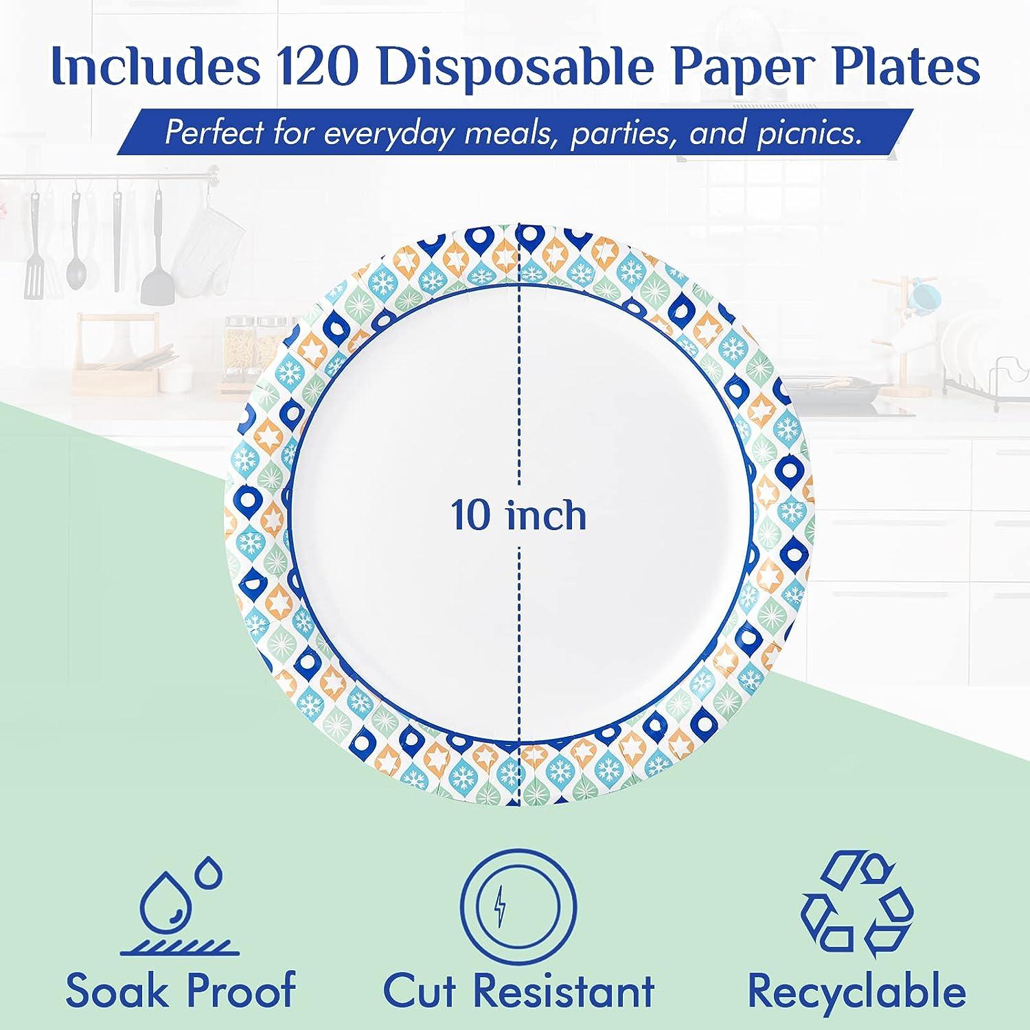 MUCHII 150 Count 10 Inch Disposable Christmas Paper Plates Bulk