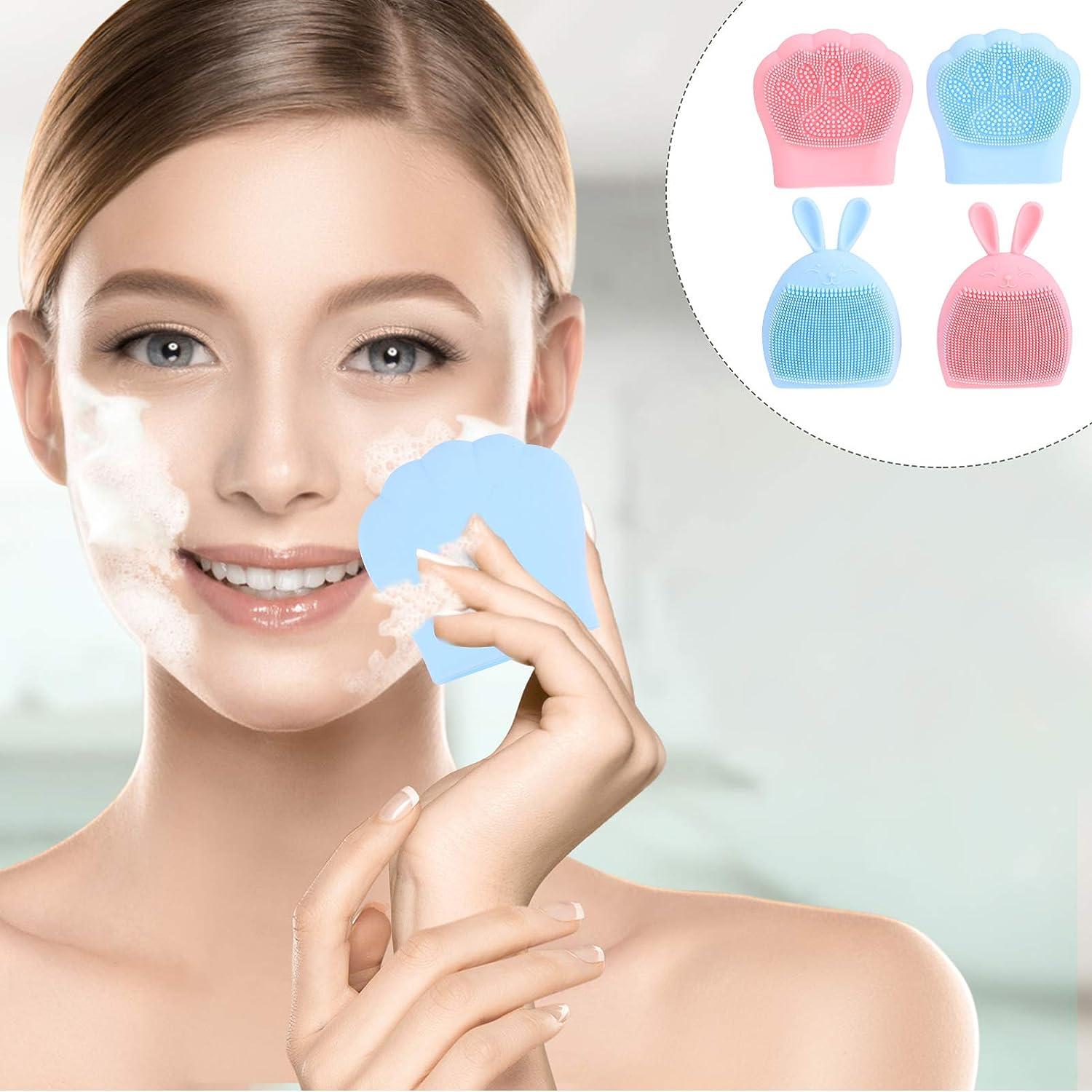 4PCS silicone nail tools face cleaning brush with cap hand face
