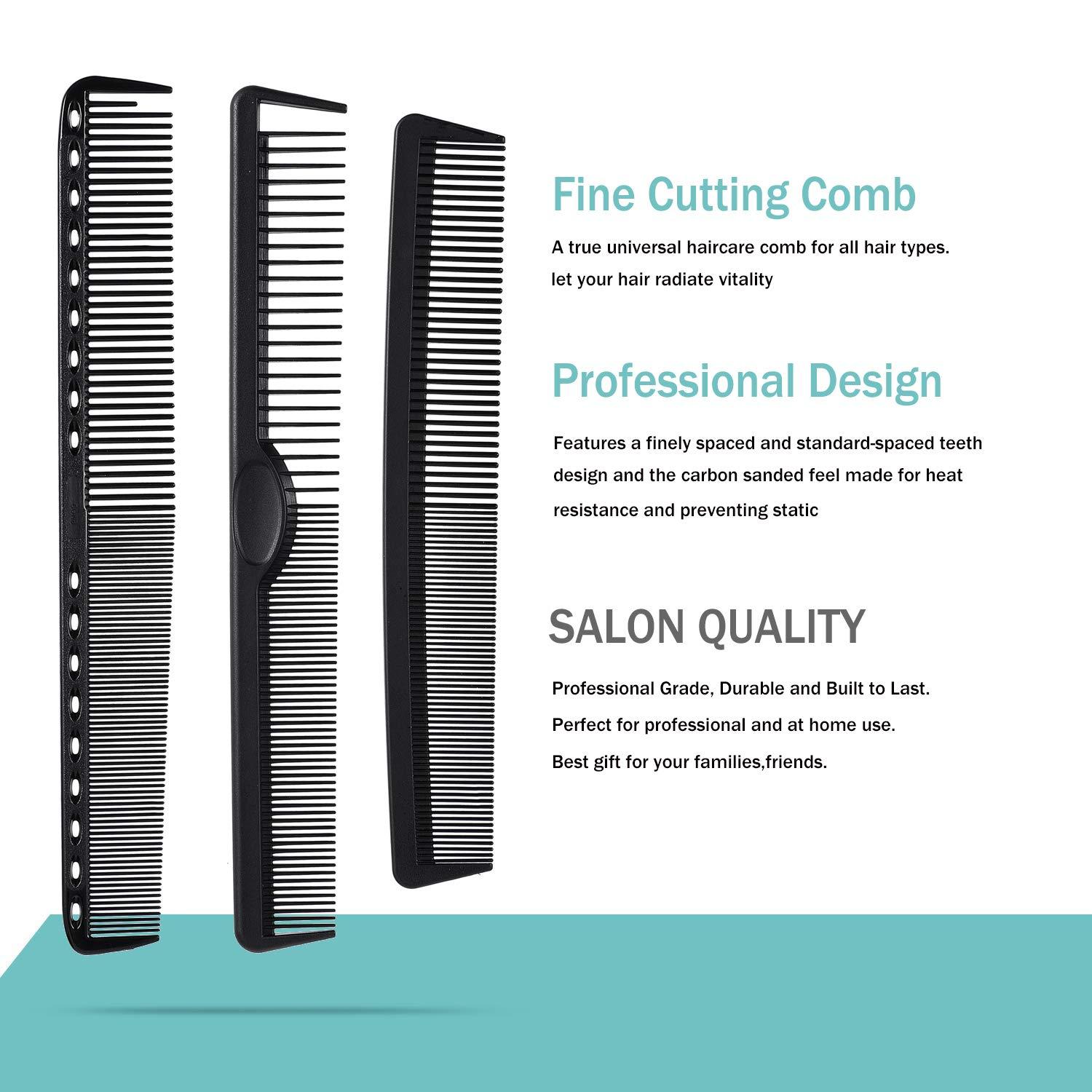 Carbon Fiber Hair Combs Set, General Styling Grooming Comb, Anti Static  Heat Resistant Hairdressing Comb 6 pack, Rat Tail Comb, Pintail comb  Parting combs Teasing comb