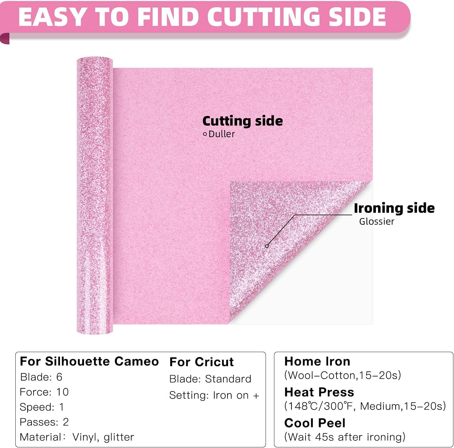 HTVRONT 10 x 8FT Glitter Pink Heat Transfer Vinyl Iron on T-shirt HTV Vinyl  for Cricut & All Cutter Machine 