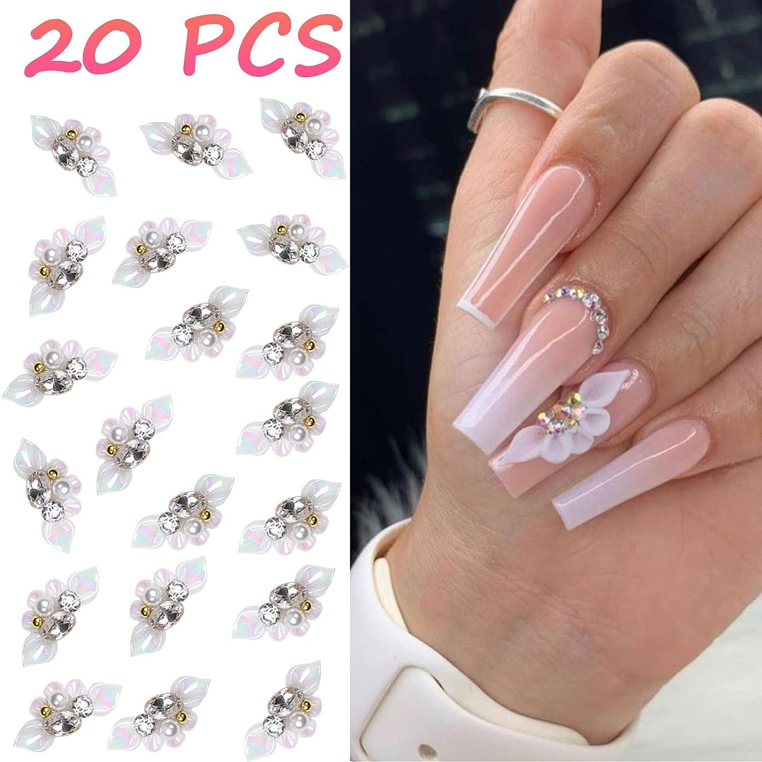 YOSOMMK 20PCS 3D Nail Charms Flower Nail Art Charms for Nail Gems