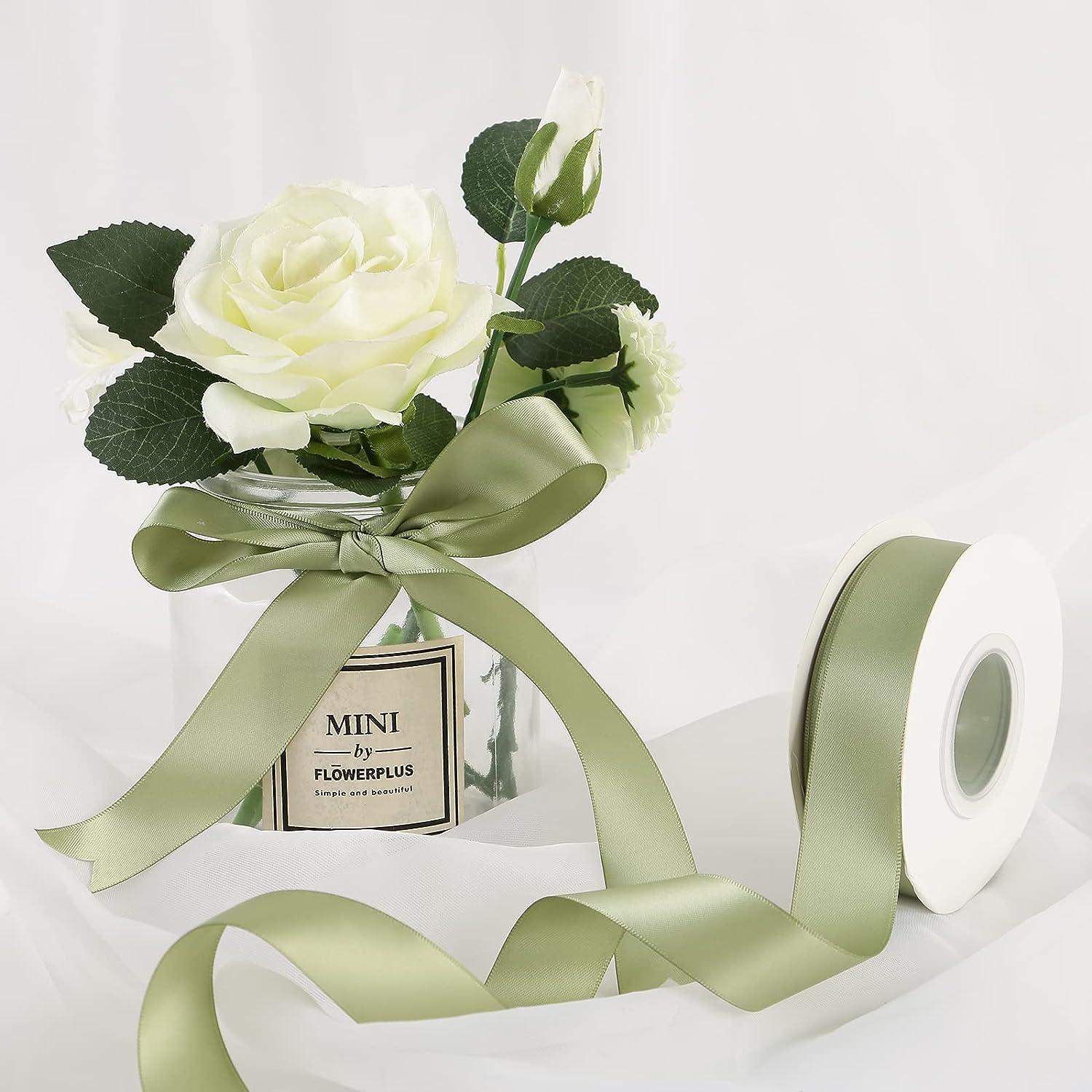 DINDOSAL Double Face Satin Ribbon 1 Inch Sage Green Ribbon Polyester Silk  Ribbon for Gift Wrapping Crafts Wedding Decor Birthday Party Baby Shower  Flower Bouquet- 25Yards