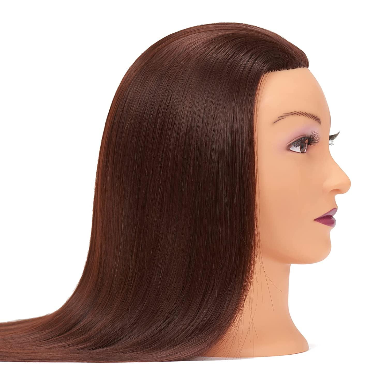Mannequin Head 26-28 Synthetic Fiber Training Head Braiding Head Hair  Styling Manikin Cosmetology Doll Head Hairdresser Training Model for  Cutting Braiding Practice with Clamp 92022LB0420 Brown-2022