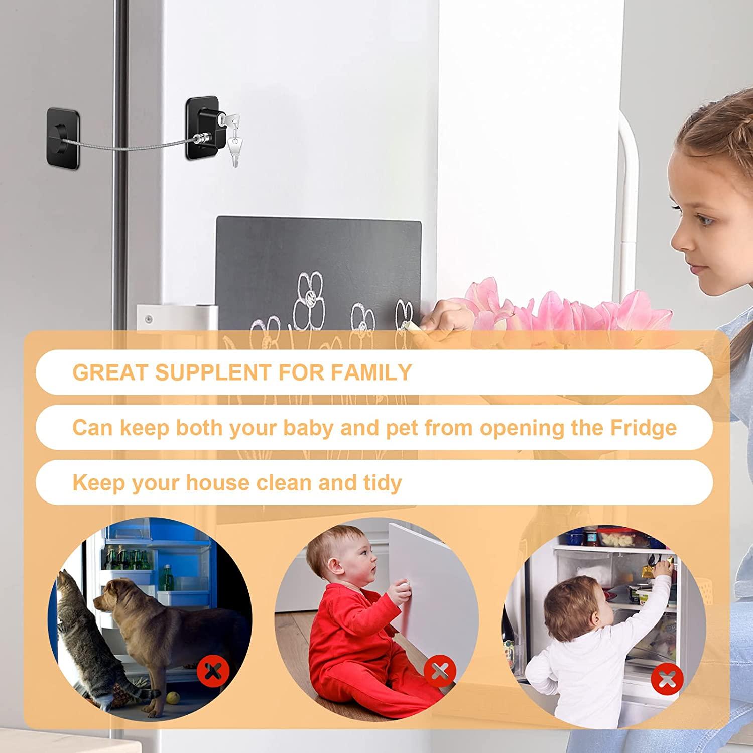  Refrigerator Door Locks, Fridge Lock with Keys, File Drawer and  Child Safety Cabinet Lock with Strong Adhesive : Baby