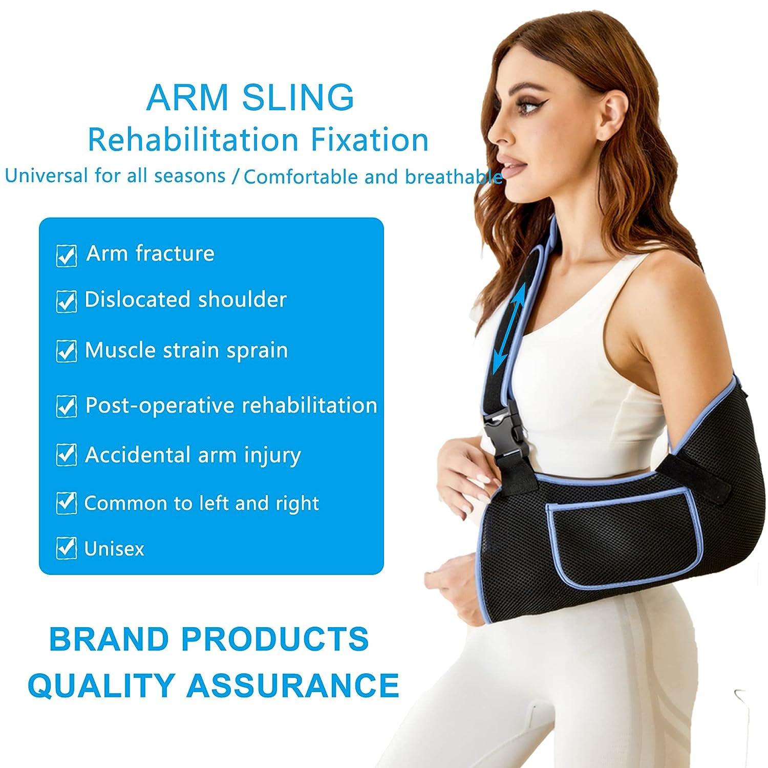 Amazon.com: DouHeal Arm Sling Shoulder Immobilizer, Medical Rotator Cuff  Support Brace with Pocket, Sling for Shoulder Injury, Arm Injury, Left &  Right Arm, Men & Women, for Dislocated, Fracture, Strained (M) :