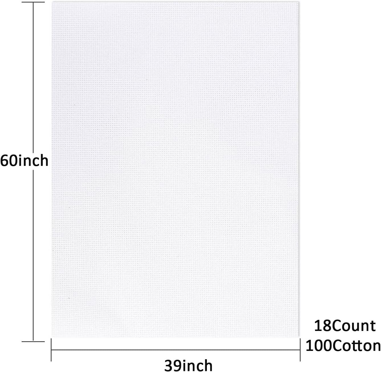18 Count Aida Cloth Cross Stitch Fabric, White, W59 x L39