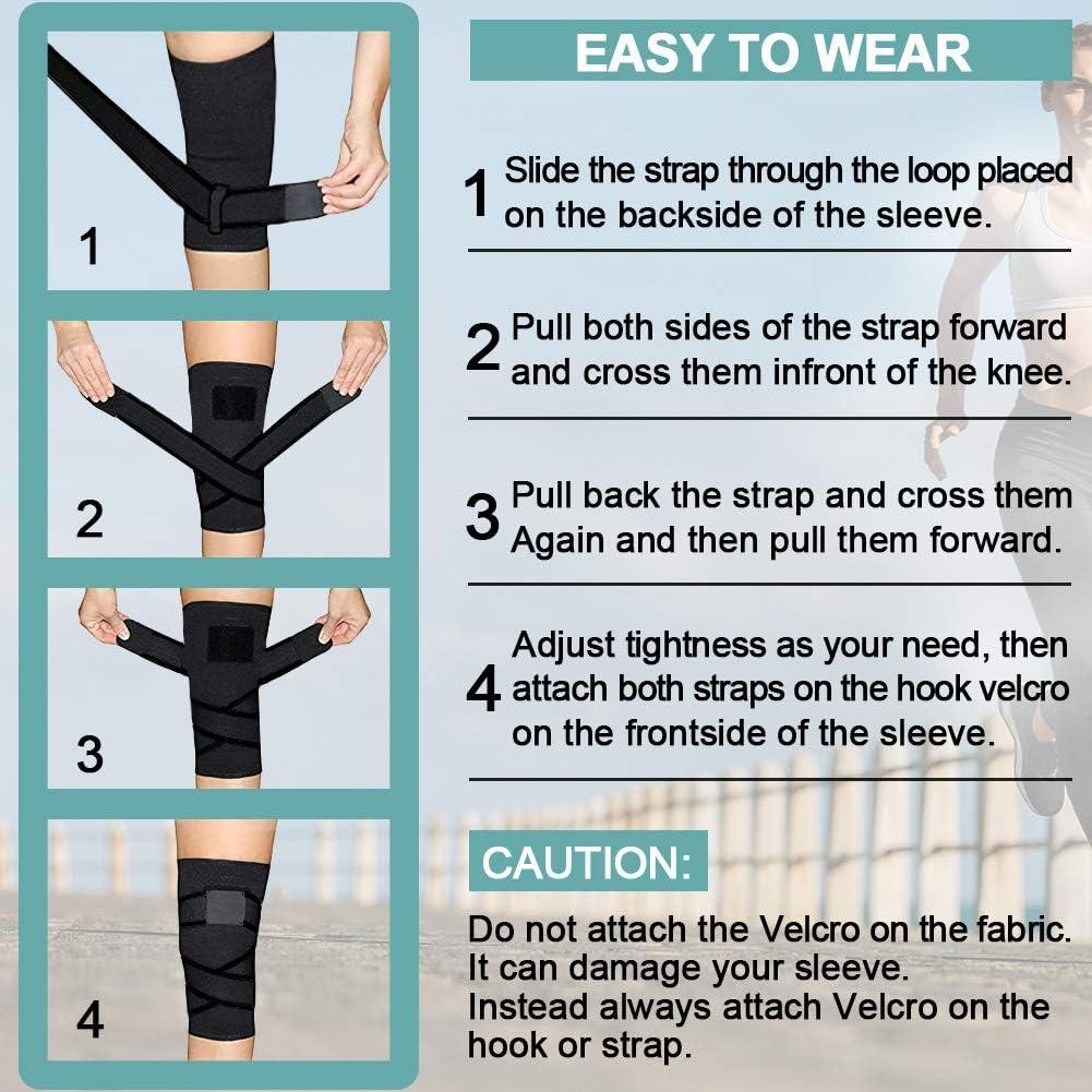 Beister 1 Pair Knee Compression Sleeves with Adjustable Straps for