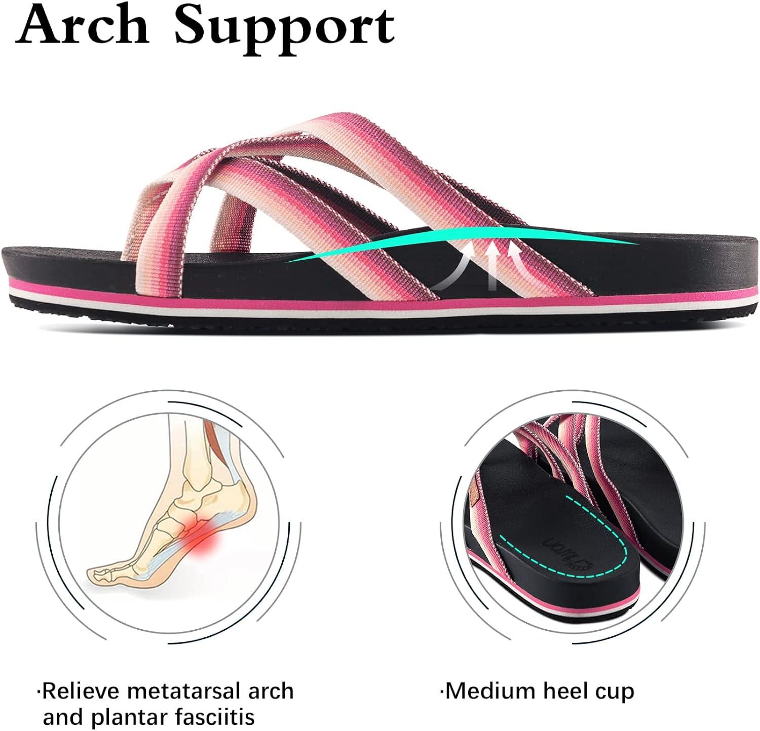 Gubotare Heated Slippers Women Womens Flip Flops Ladies Yoga Mat  Comfortable Walking Thong Sandals With Plantar Fasciitis Arch Support Slip  On Indoor Outdoor For Summer,A 9 