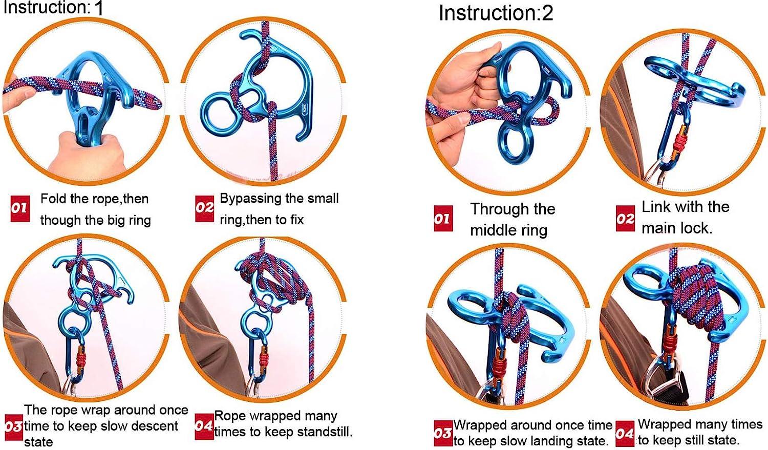 50kn Rescue Figure, 8 Descender Large Bent-ear Belaying And Rappelling Gear  Belay Device Climbing Compatible With Rock Climbing Peak Rescue 7075 Alumi