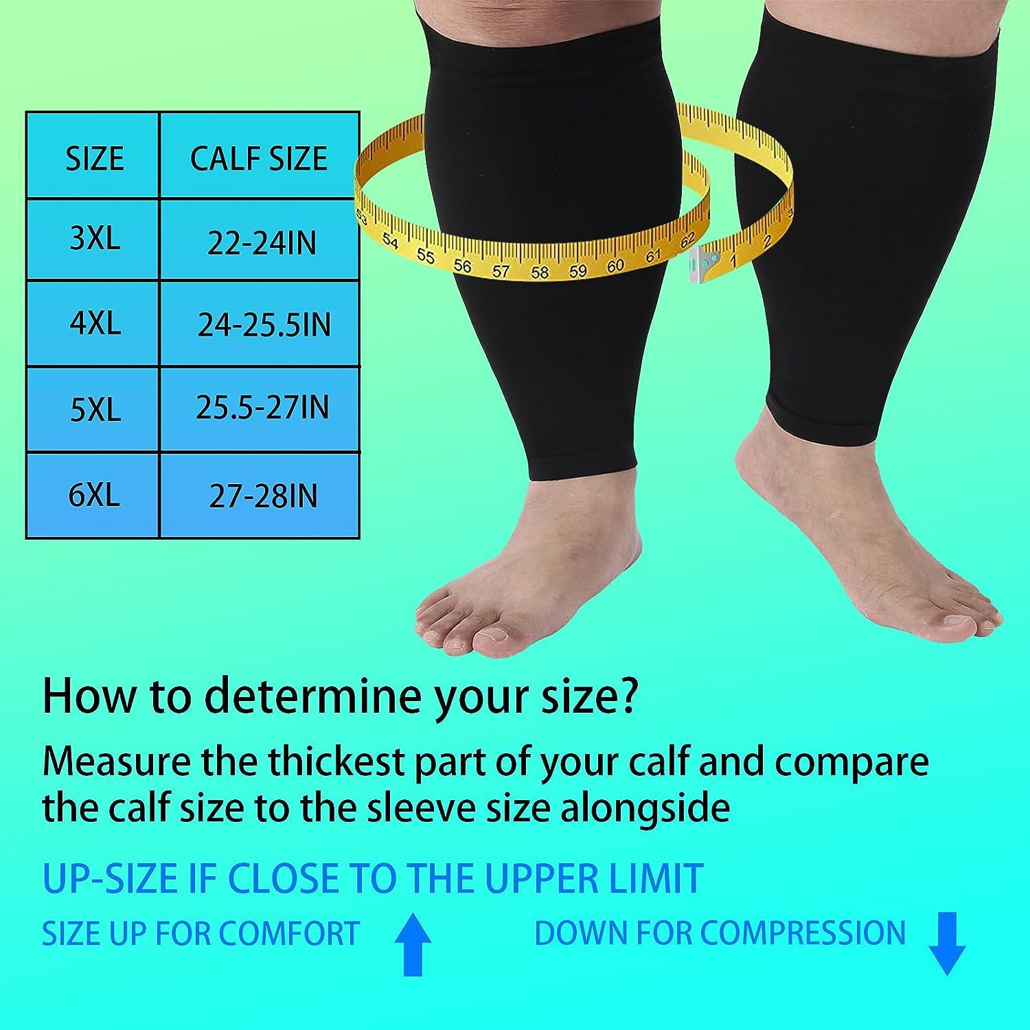 XXL Plus Size Calf Compression Sleeves Men & Women Wide Calf Leg Compression  Sleeves for Shin Splints Leg Pain Relief support - Perfect Calf Sleeves for  Varicose Veins Swelling Seniors Travel Sports