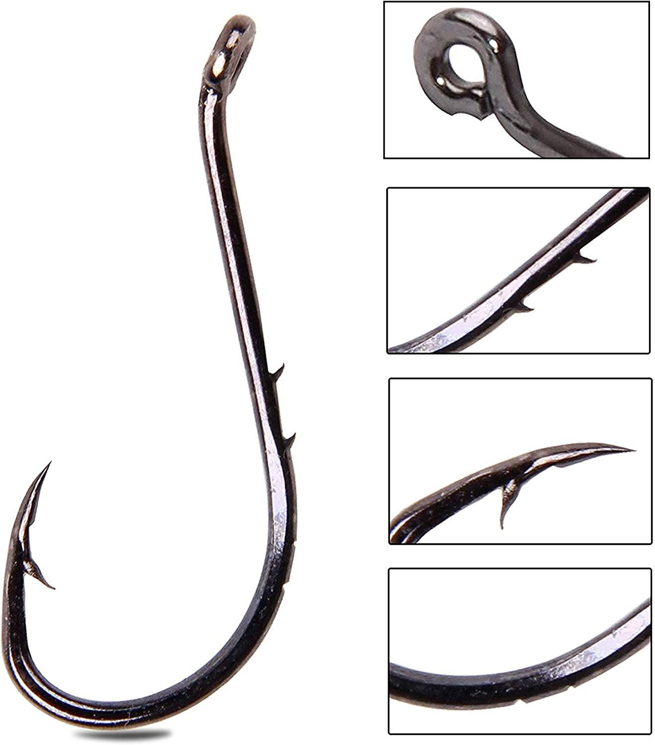Luftschloss Black 2 Boxes Barbed Circle Hook,High Carbon Steel Octopus  Fishing Hooks Sharp for Freshwater or Saltwater 100Pack-Size:#9, Hooks 