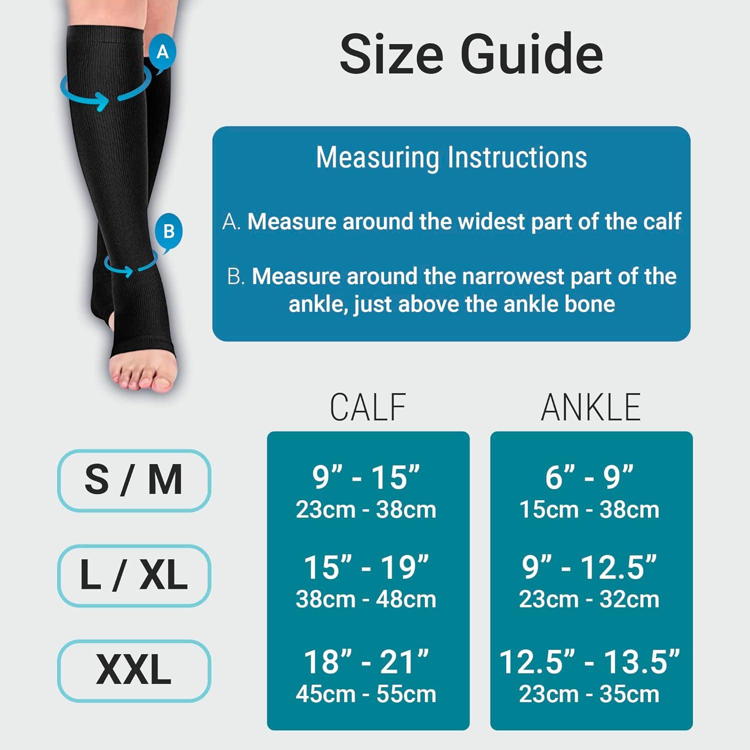 Open Toe Medical Compression Socks for Women & Men L/XL (1 Pair
