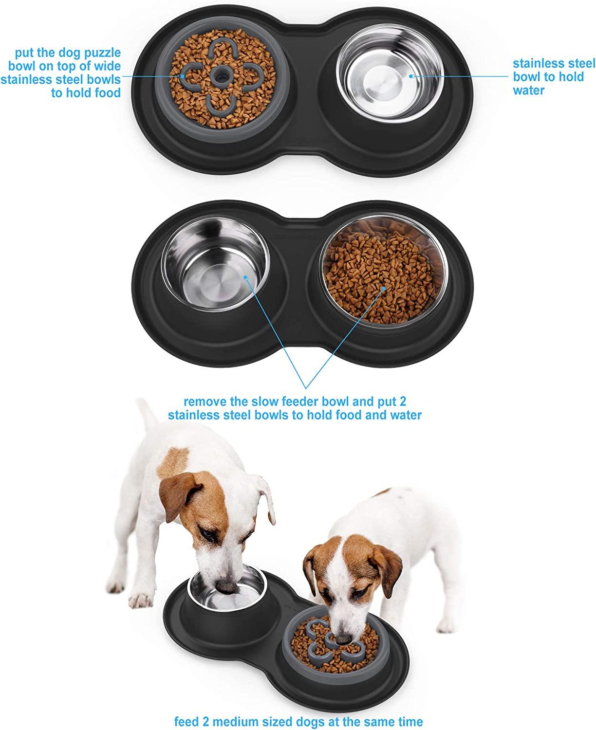 Dog Puzzle Bowl - Silicone Slow Feeder Dog Bowls for Healthy Eating